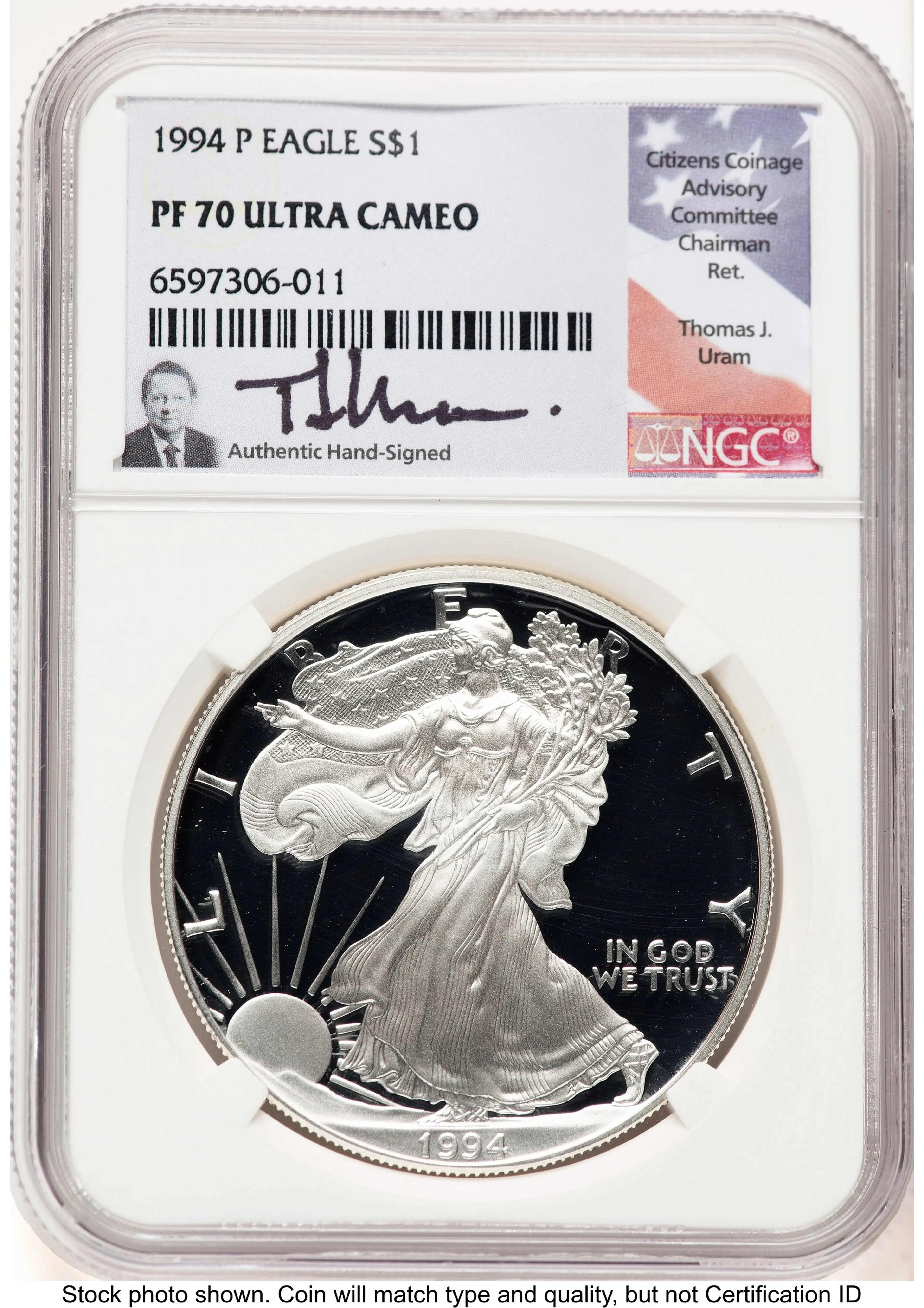 1994-P Proof Silver Eagle 1 oz Thomas Uram