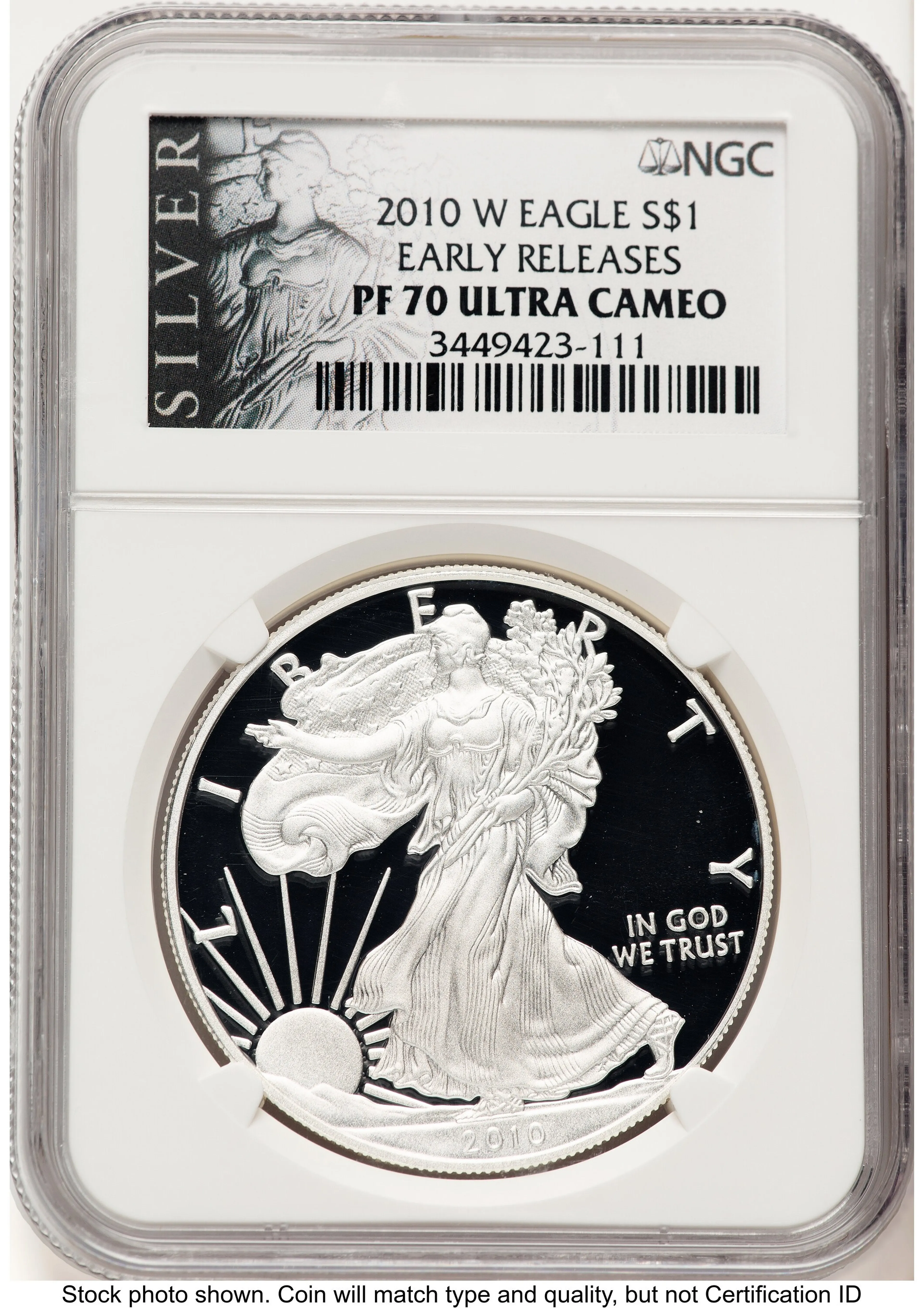 2010-W Proof Silver Eagle 1 oz ER American Liberty Series Label - Image 1