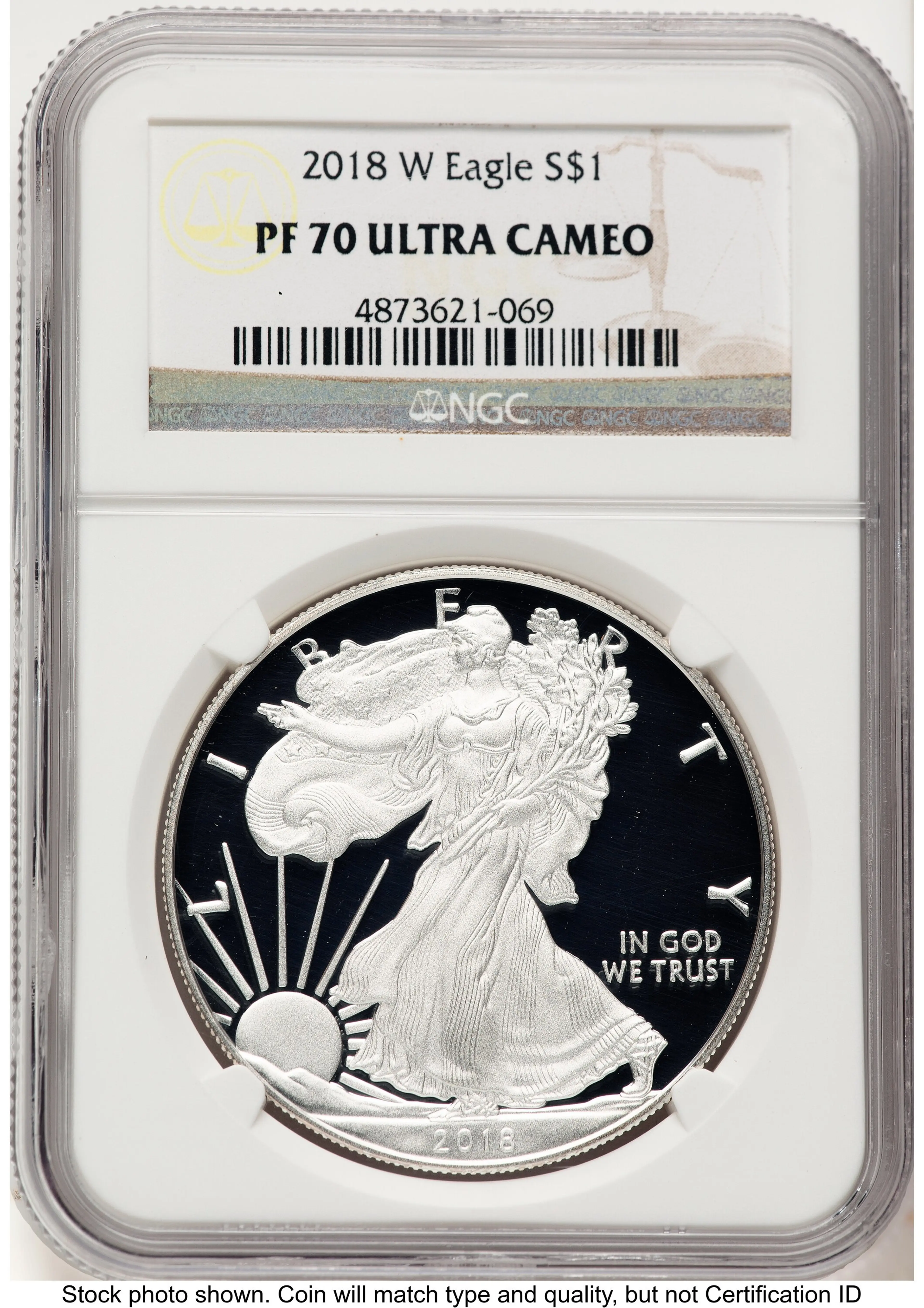 2018-W Proof Silver Eagle 1 oz Brown Label