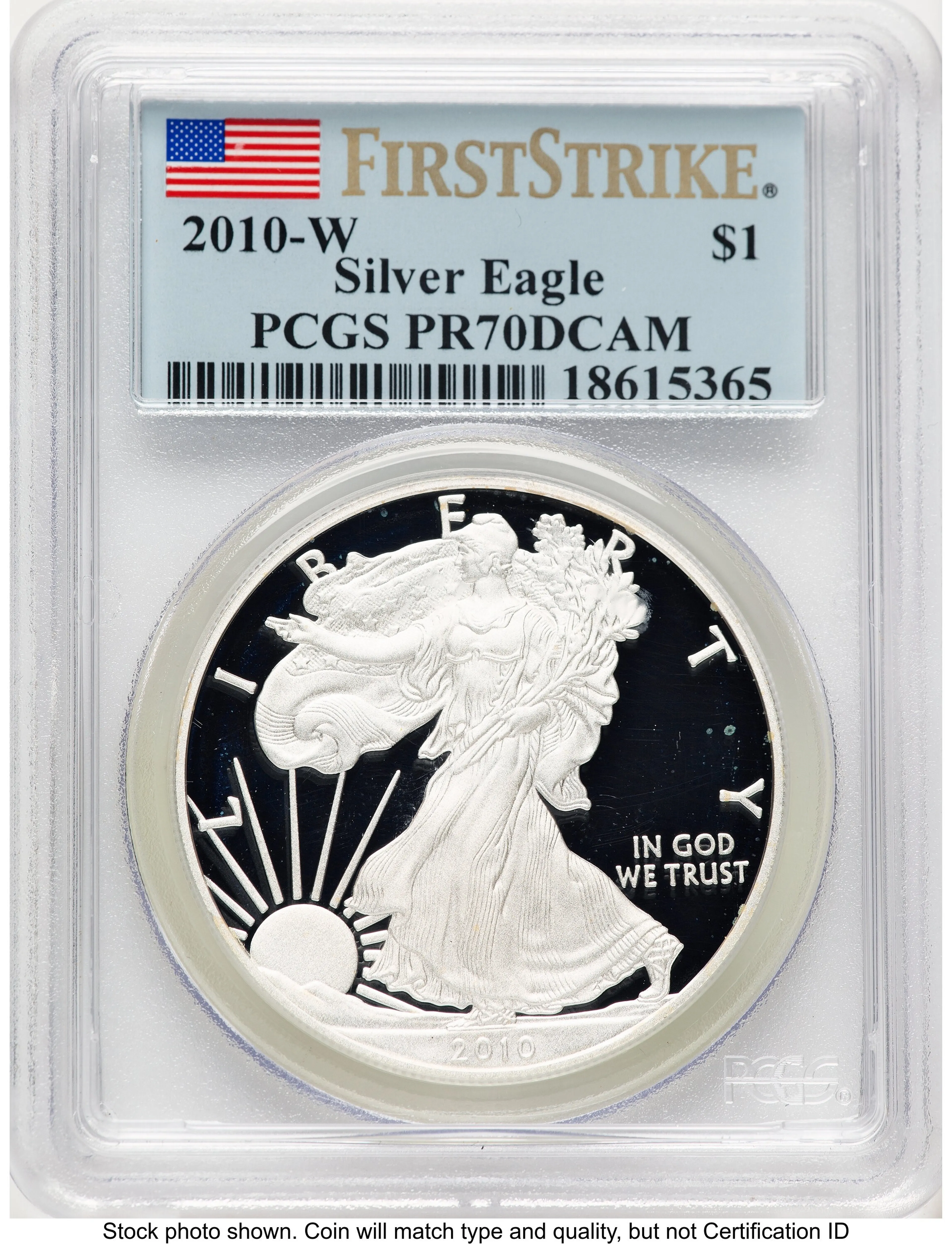 2010-W Proof Silver Eagle 1 oz FS Flag - Image 1