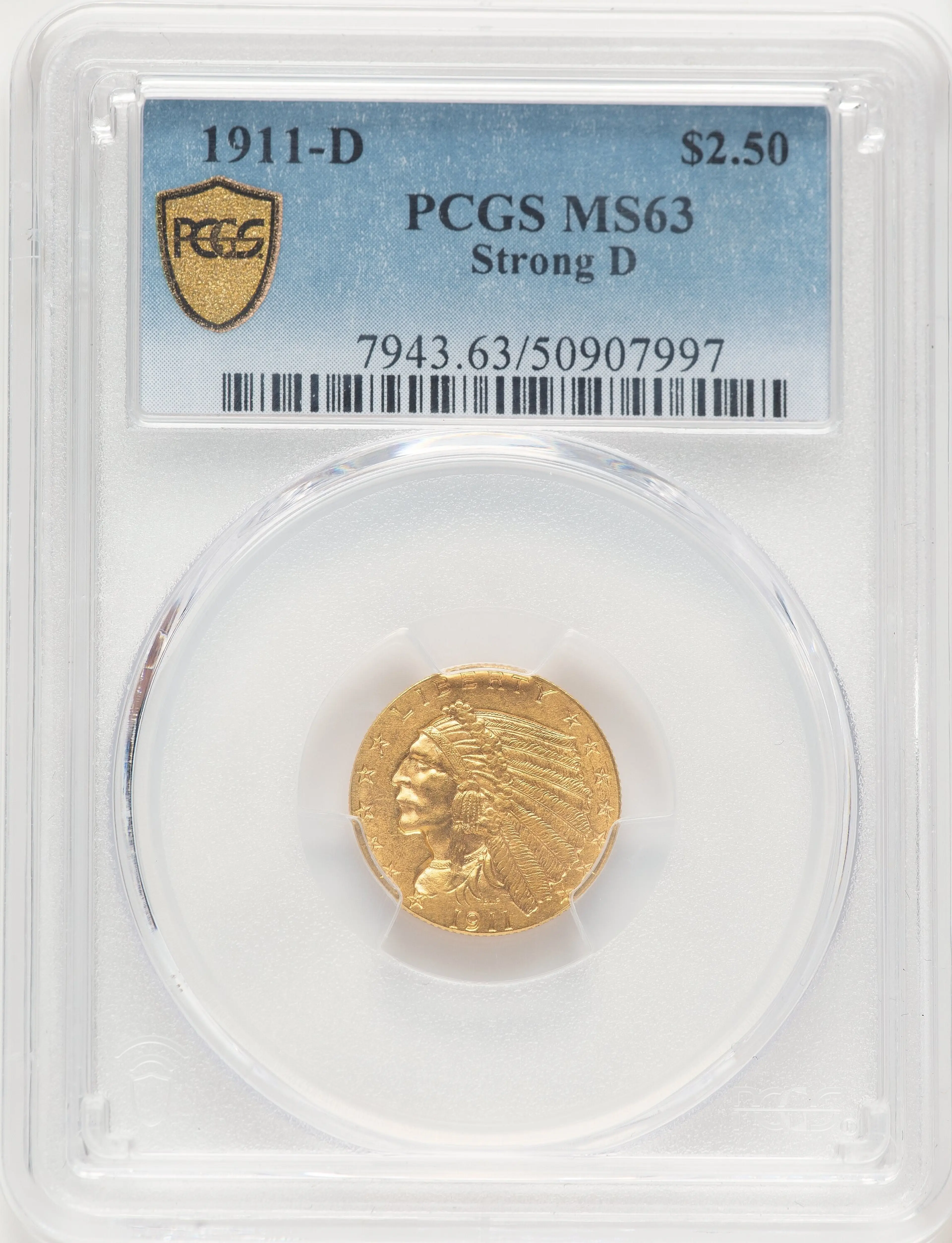 1911-D $2 1/2Blue Gradient