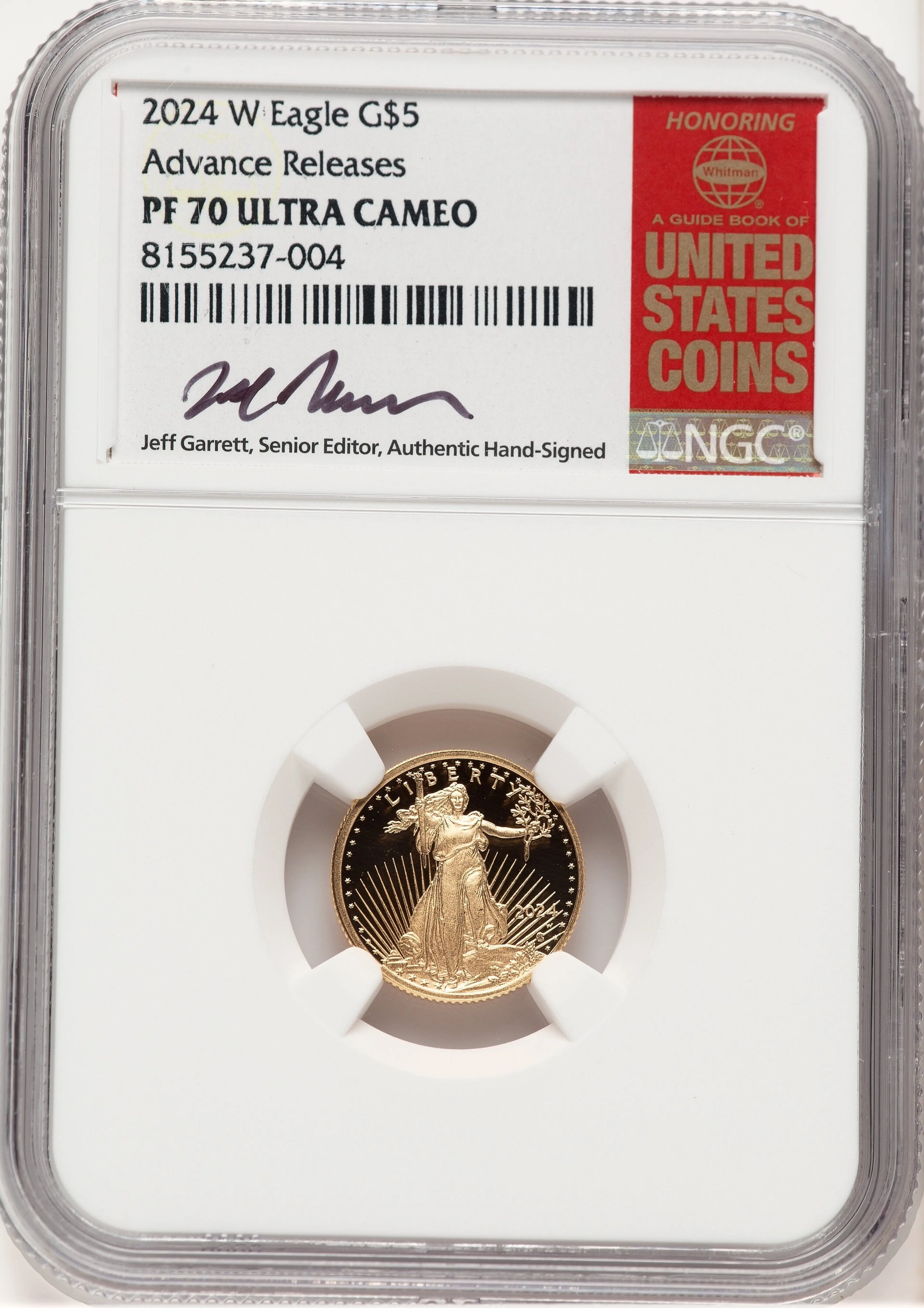 2024-W Proof Gold Eagle 1/10 oz AR Jeff Garrett Red Book