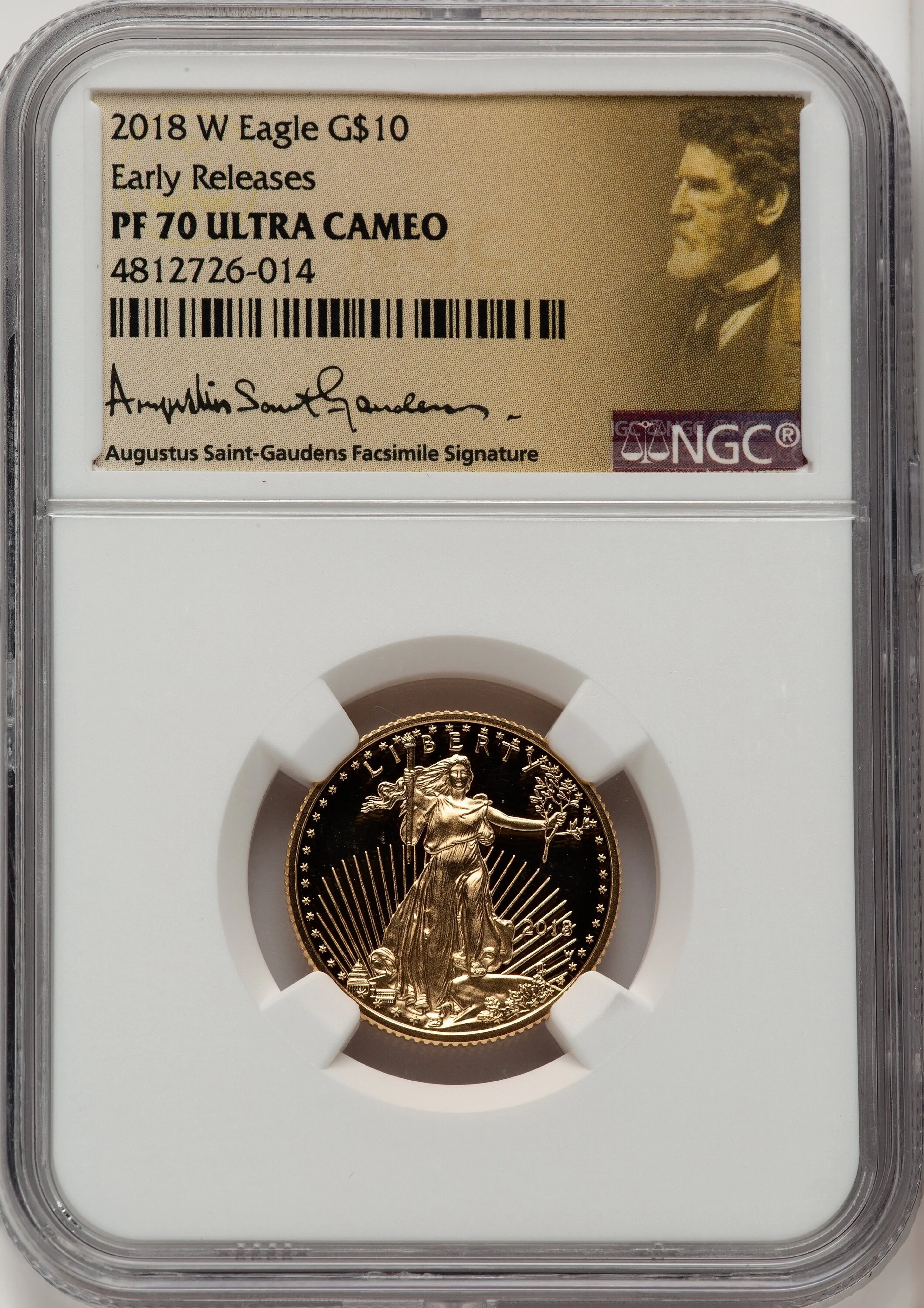 2018-W Proof Gold Eagle 1/4 oz ER Saint Gaudens Label