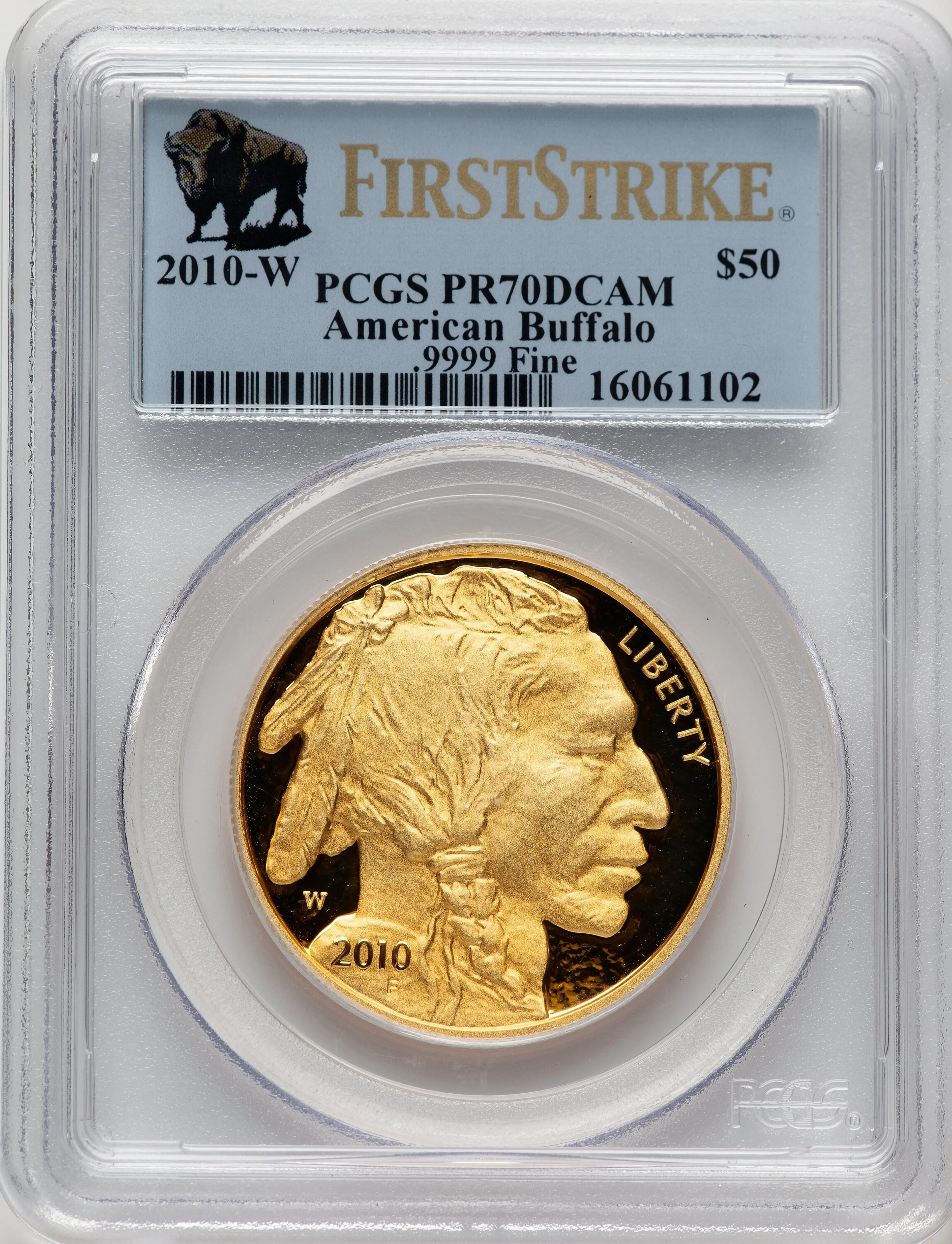 2010-W Proof Gold Buffalo 1 oz FS Bison Label