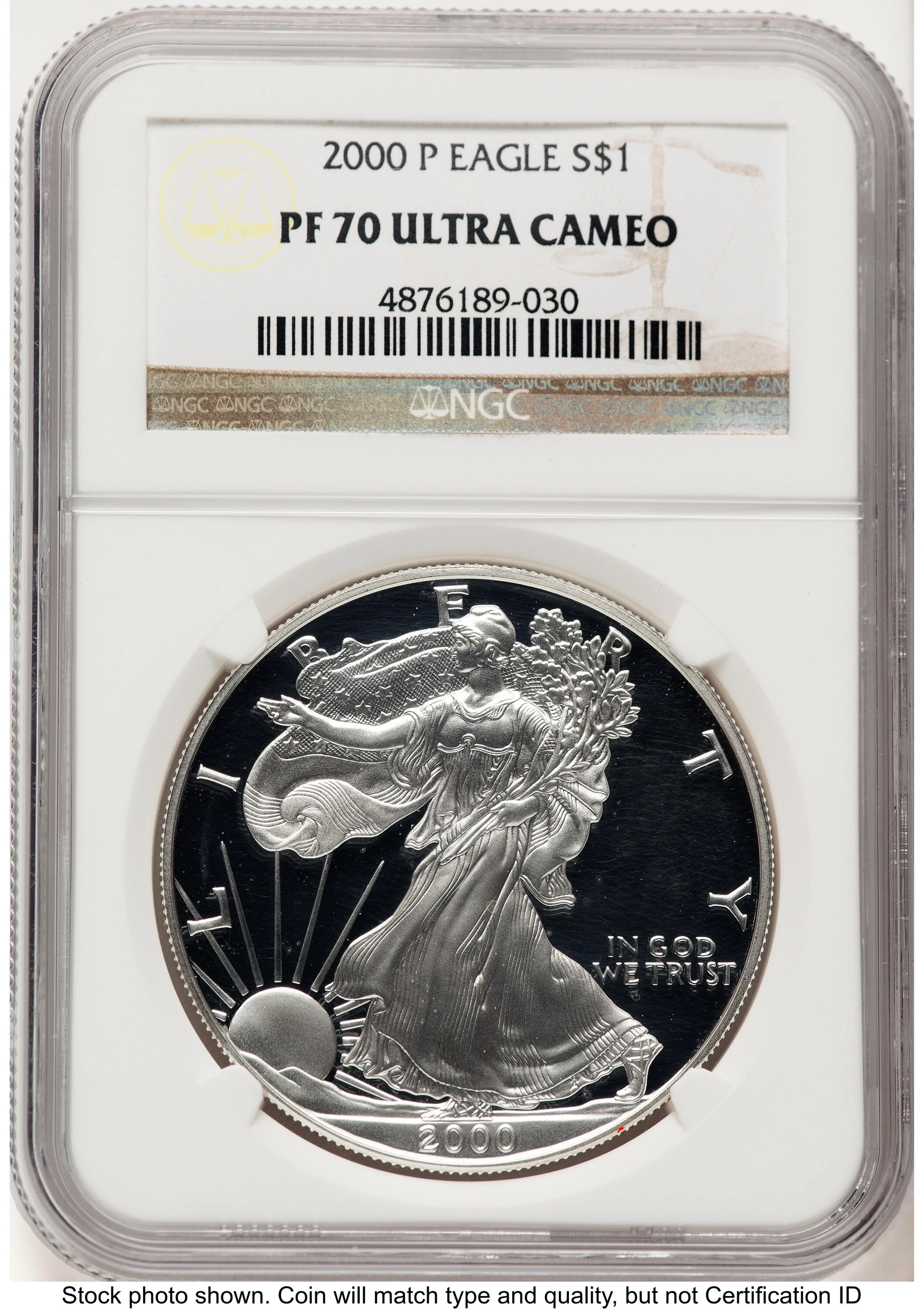 2000-P Proof Silver Eagle 1 oz Brown Label