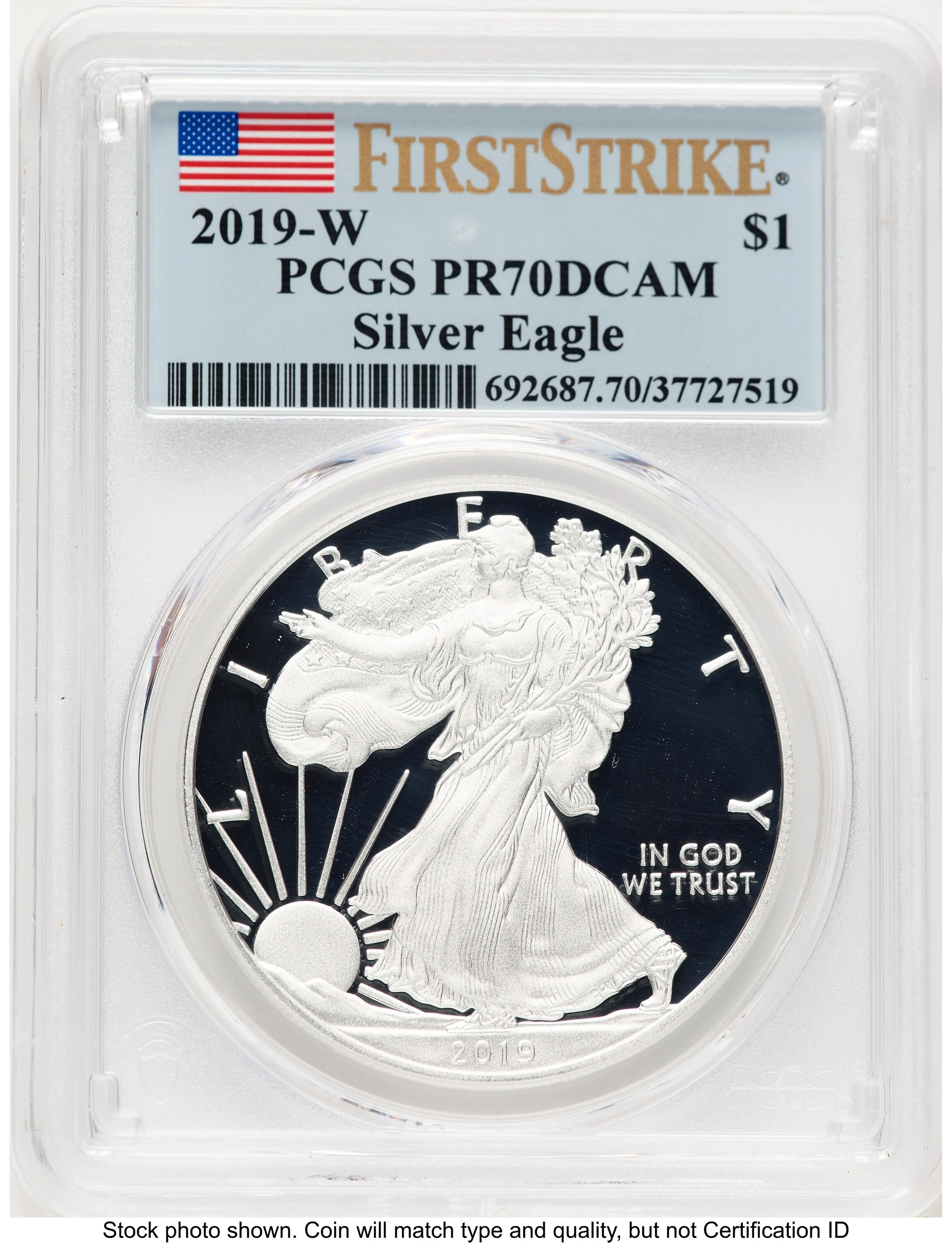 2019-W Proof Silver Eagle 1 oz FS Flag