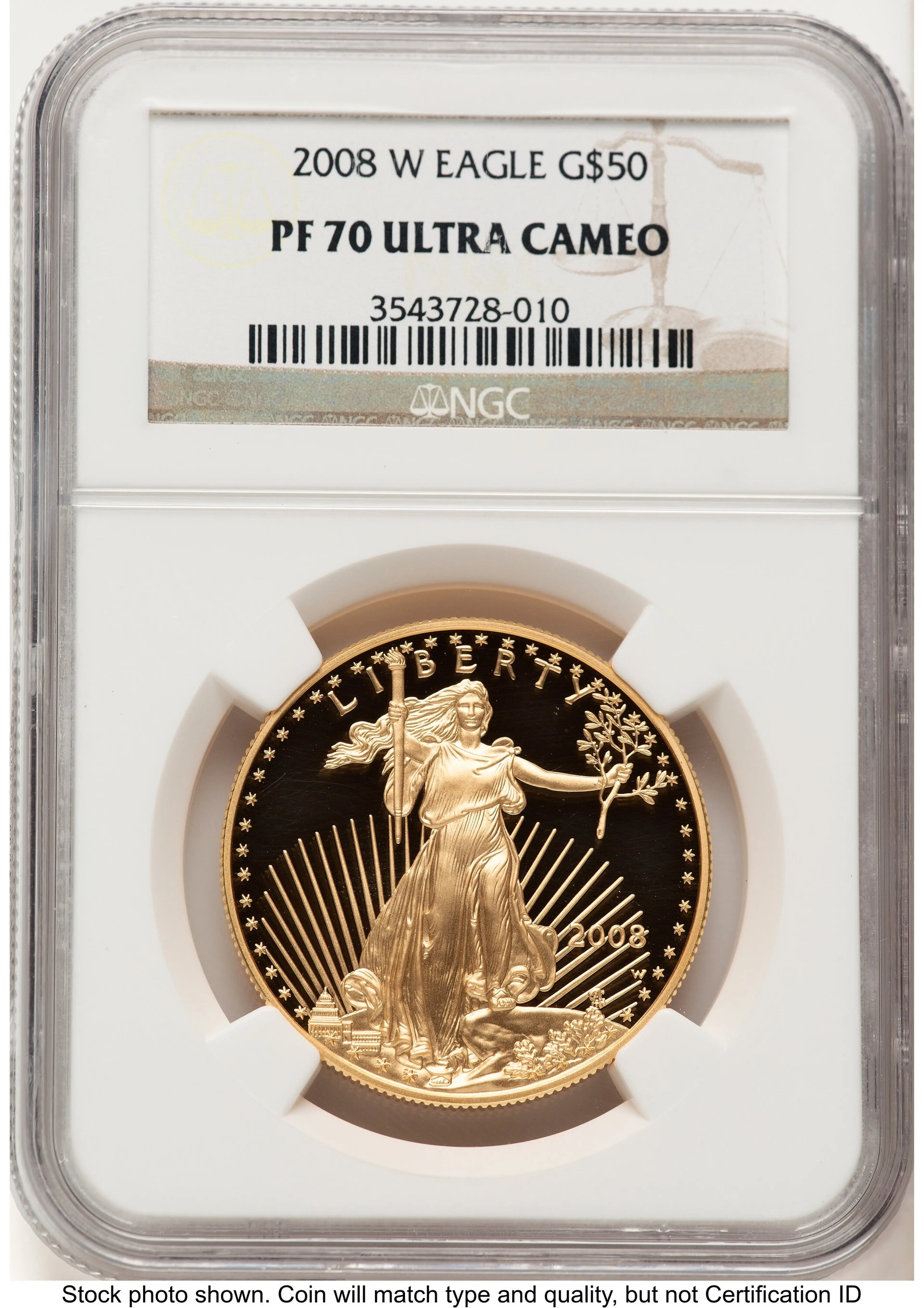 2008-W Proof Gold Eagle 1 oz Brown Label