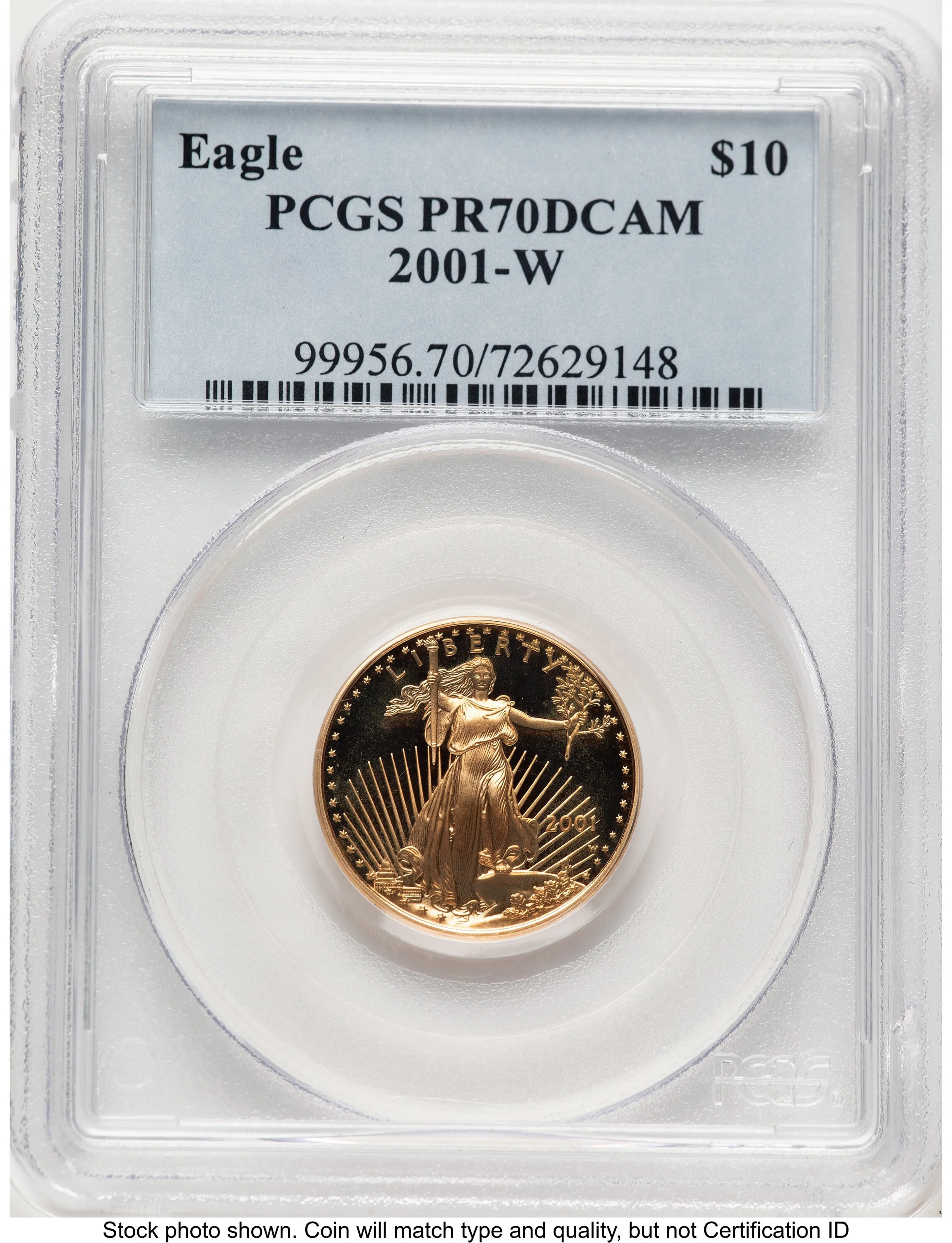 2001-W Proof Gold Eagle 1/4 oz Blue Label