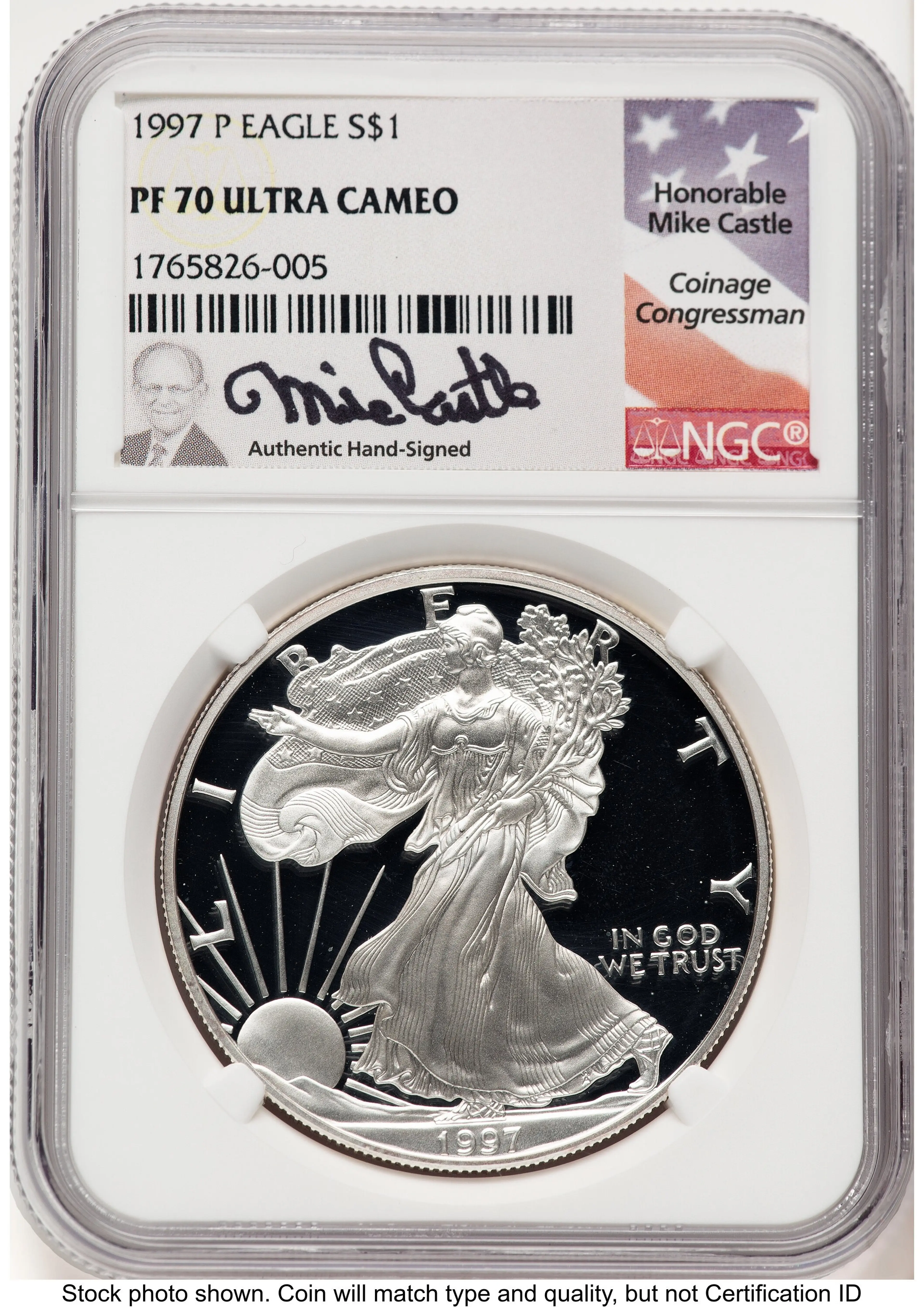 1997-P Proof Silver Eagle 1 oz Mike Castle