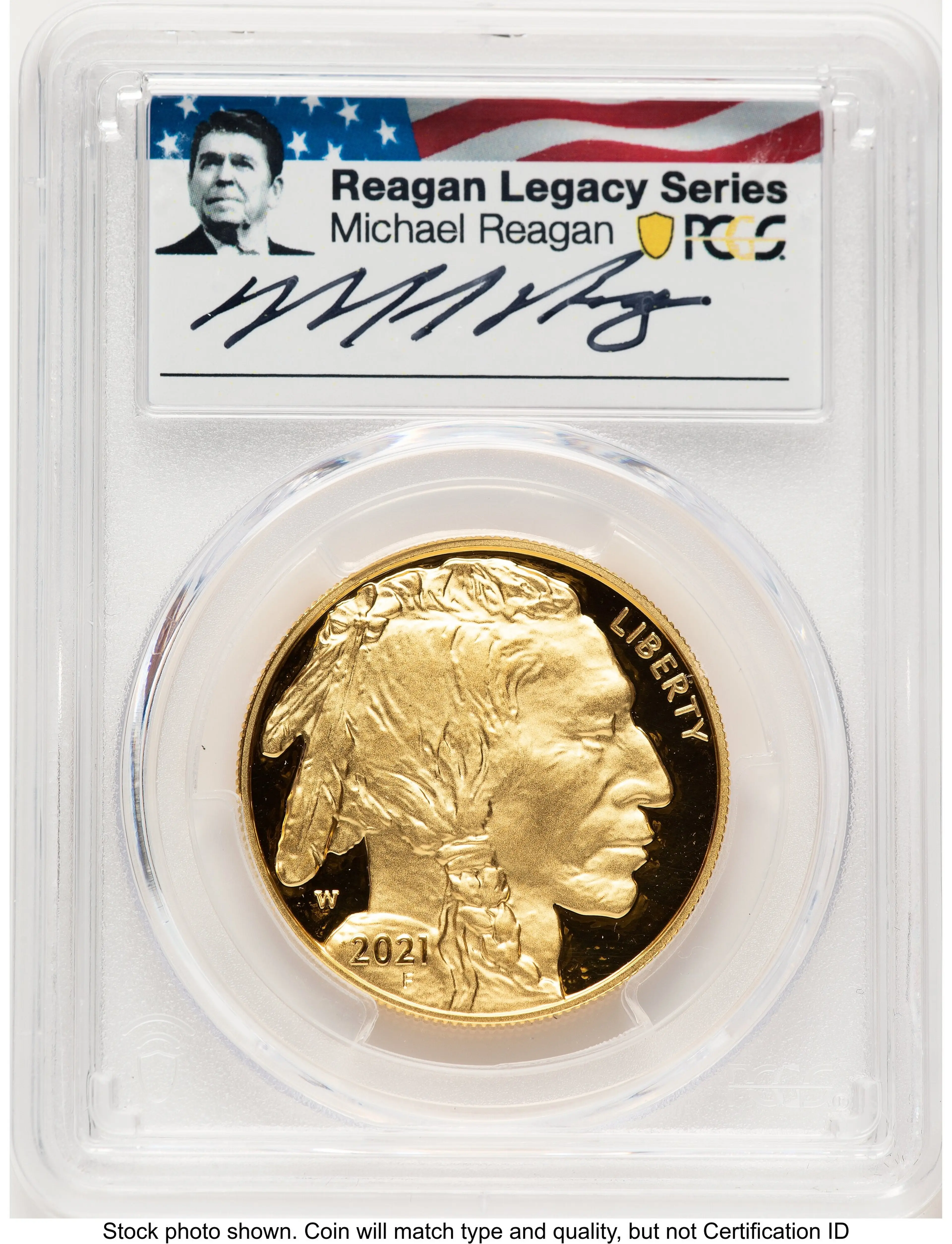 2021-W Proof Gold Buffalo 1 oz FDI Reagan Legacy Series Michael Reagan Picture