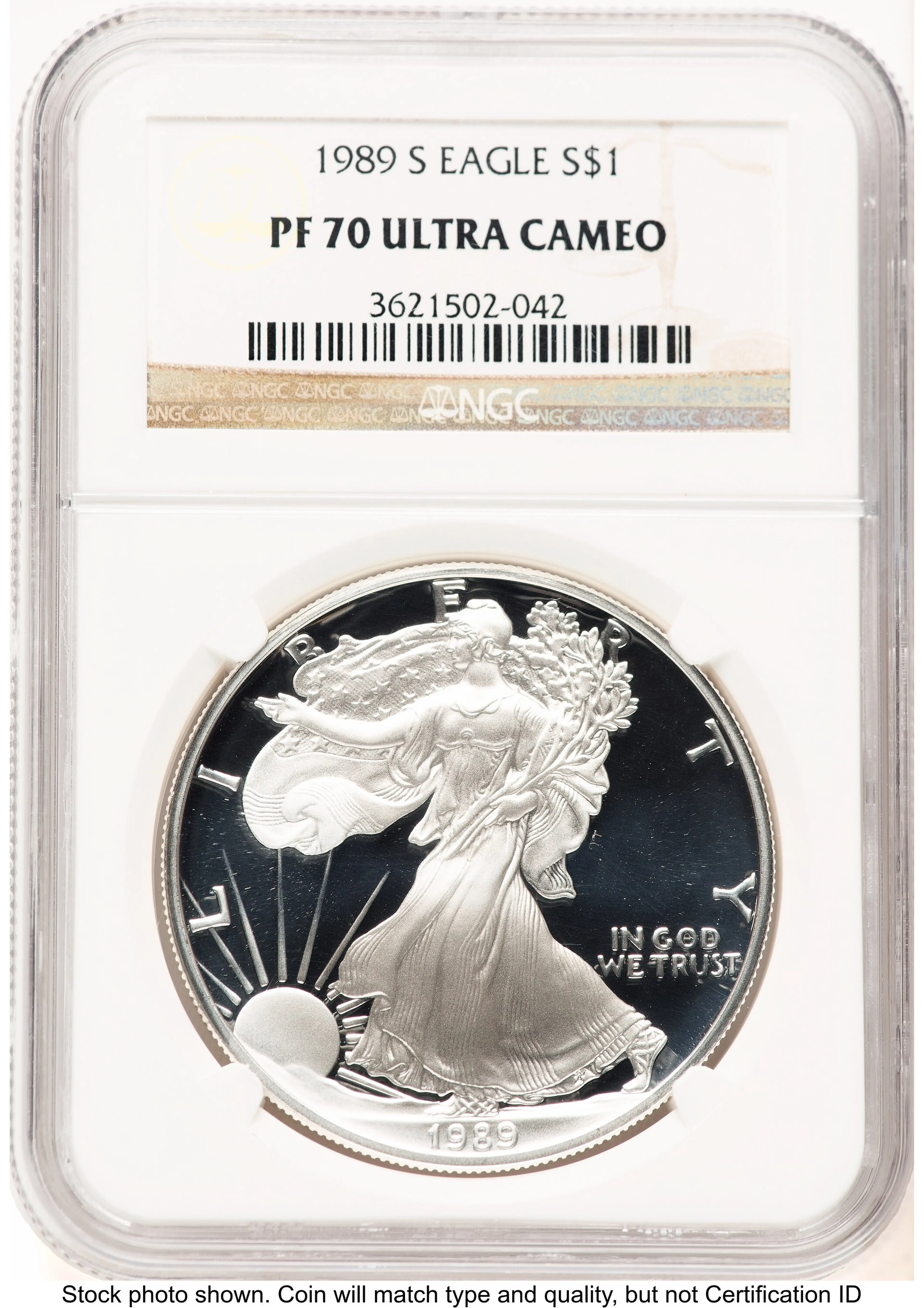 1989-S Proof Silver Eagle 1 oz Brown Label