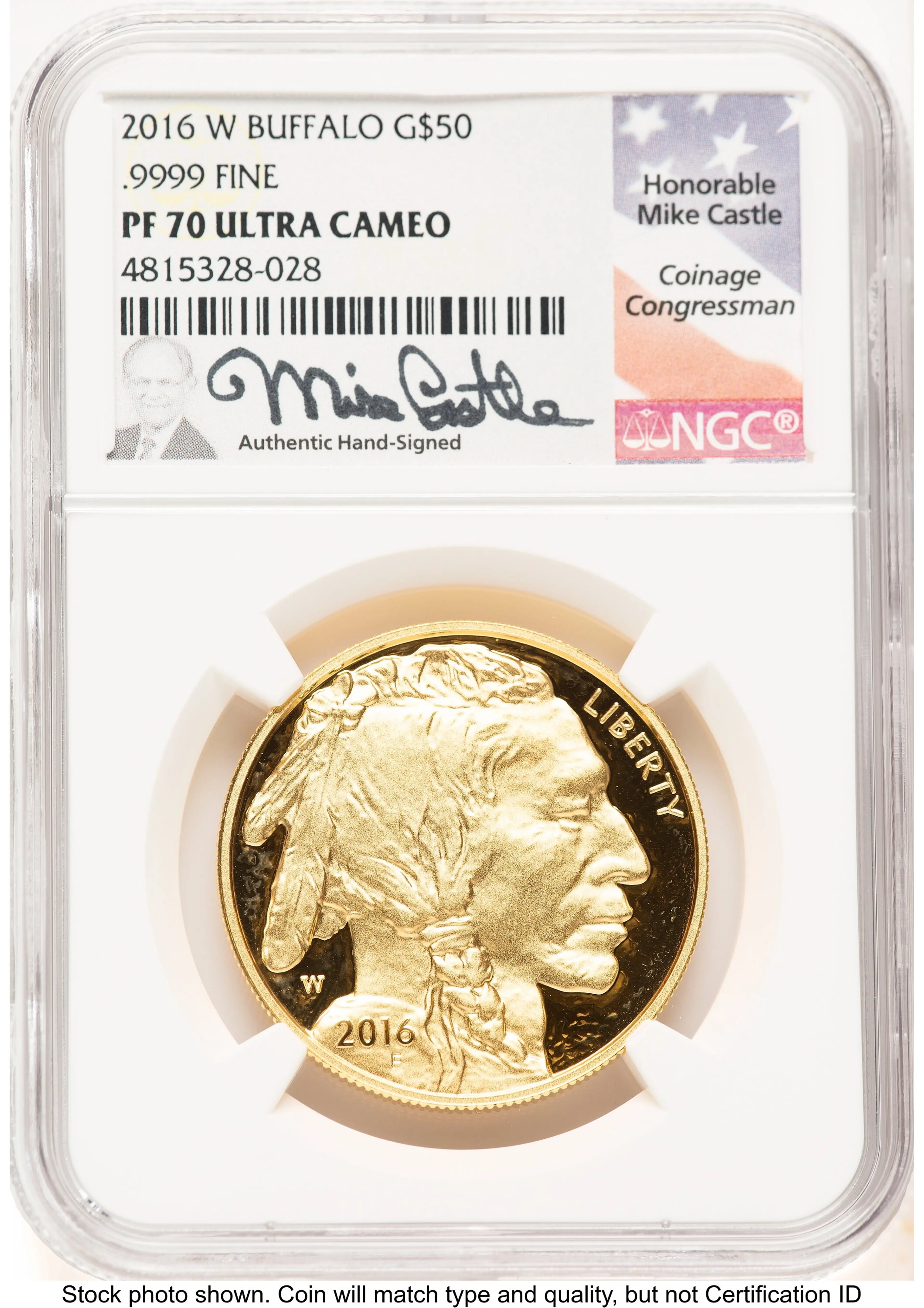 2016-W Proof Gold Buffalo 1 oz Mike Castle