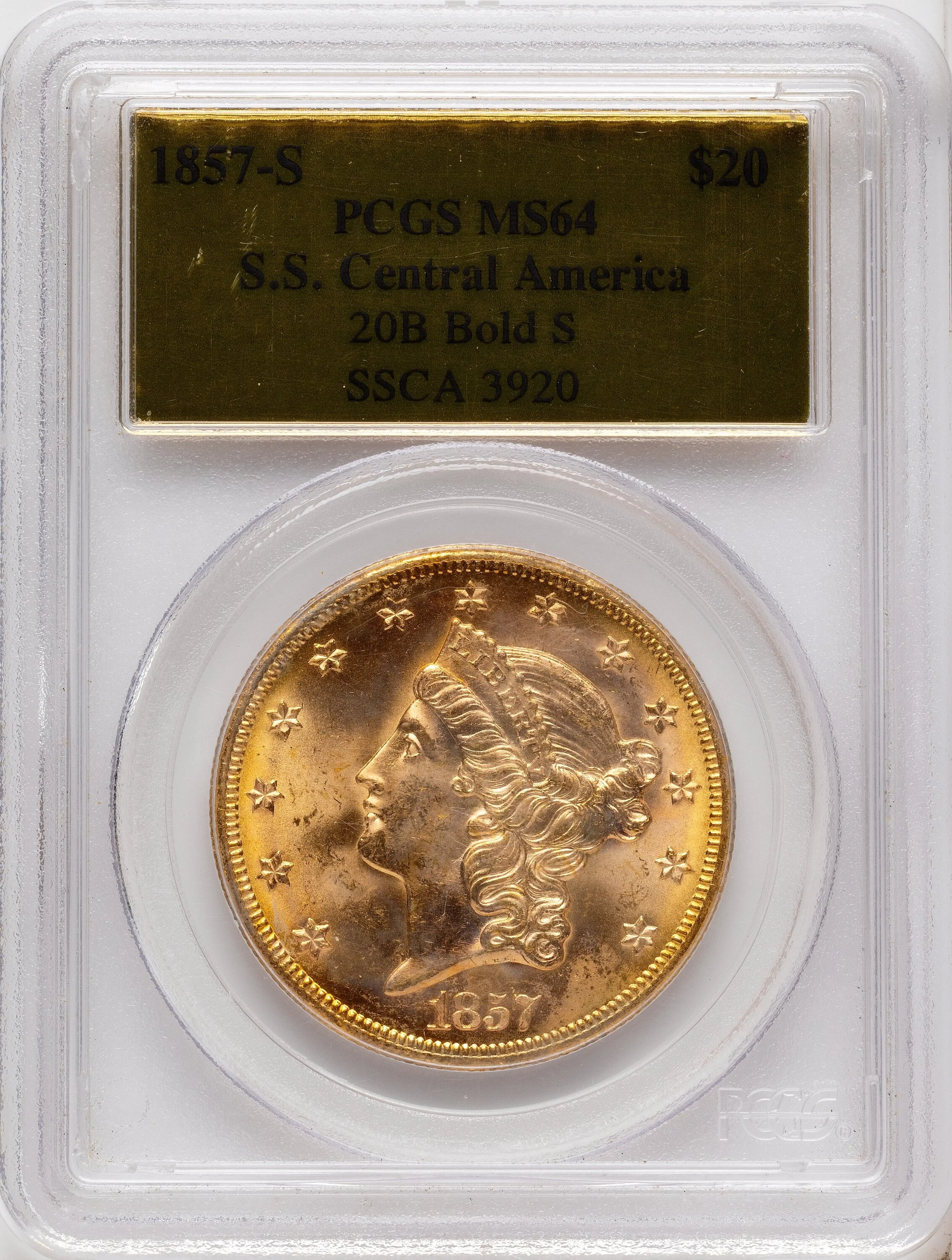1857-S $20 Bold S