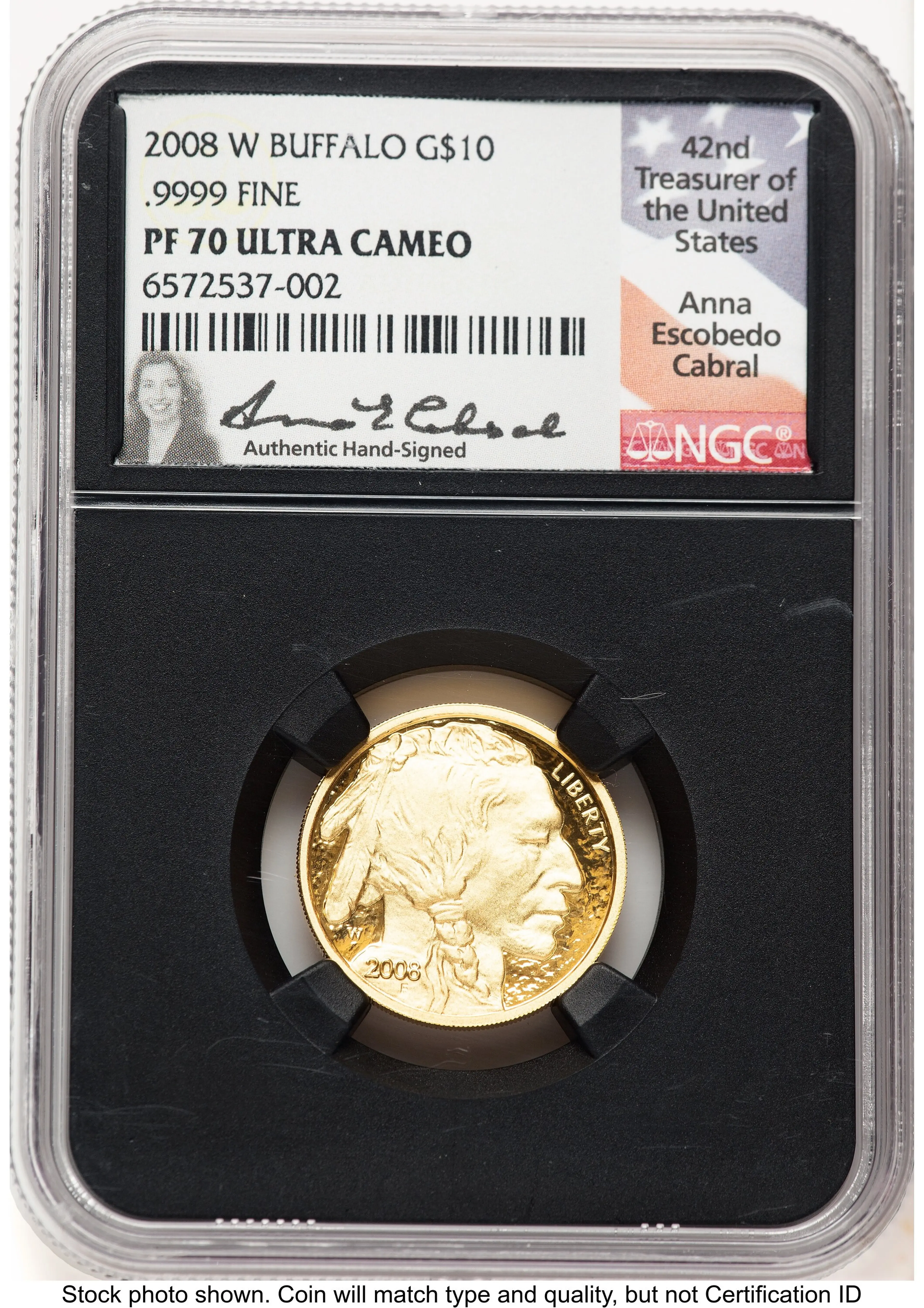 2008-W Proof Gold Buffalo 1/4 oz Anna Cabral Blk Core