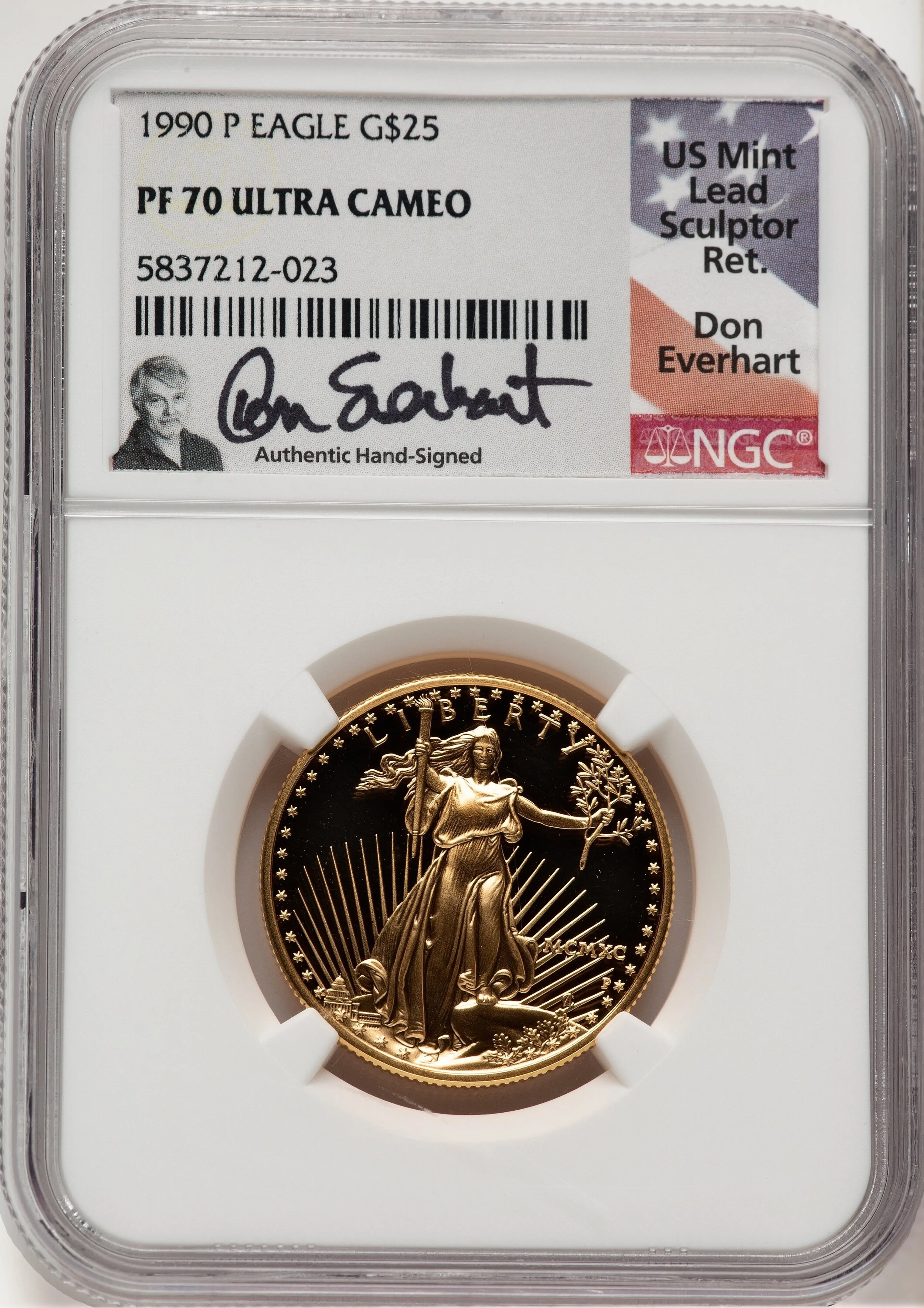 1990-P Proof Gold Eagle 1/2 oz Don Everhart