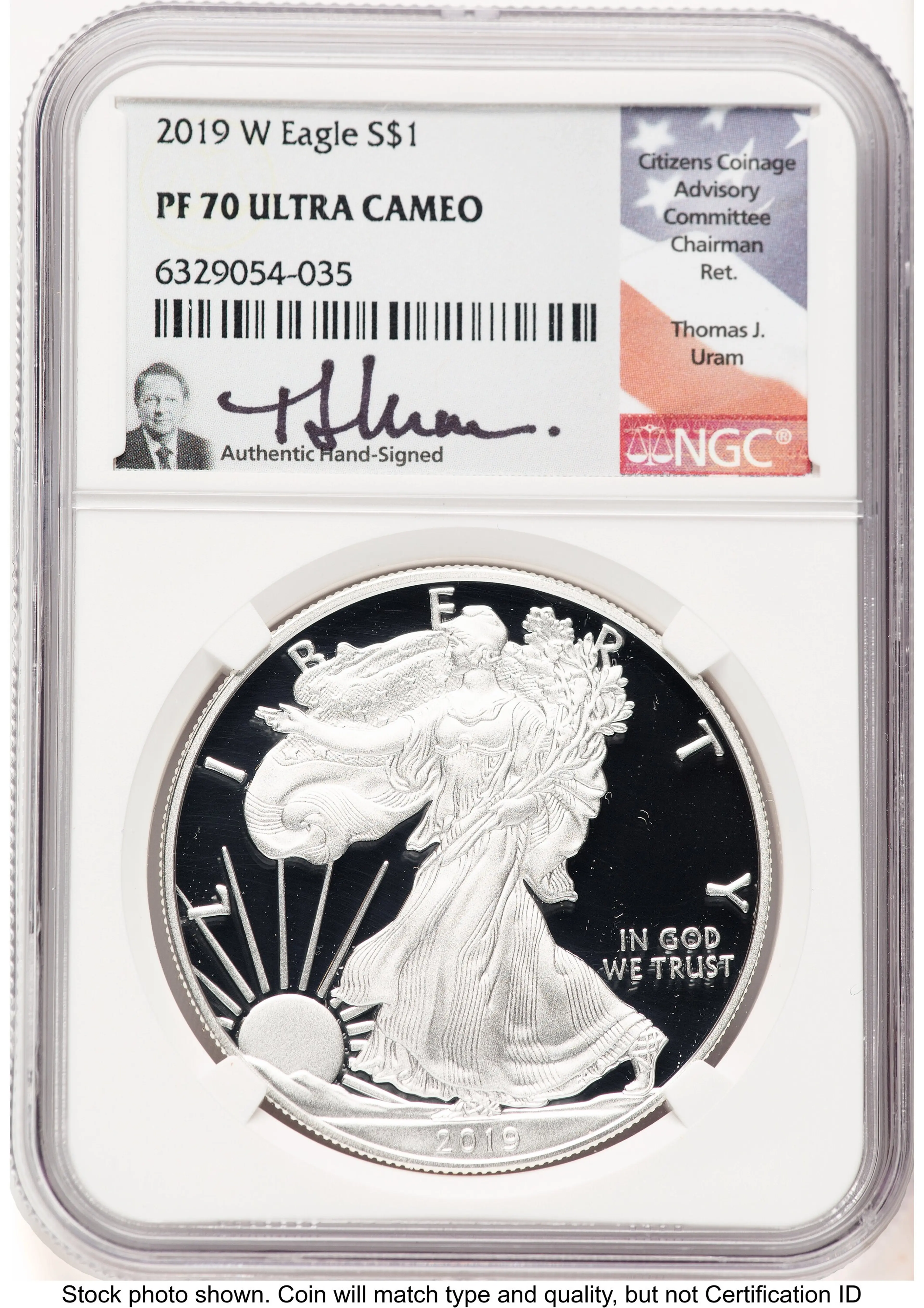 2019-W Proof Silver Eagle 1 oz Thomas Uram