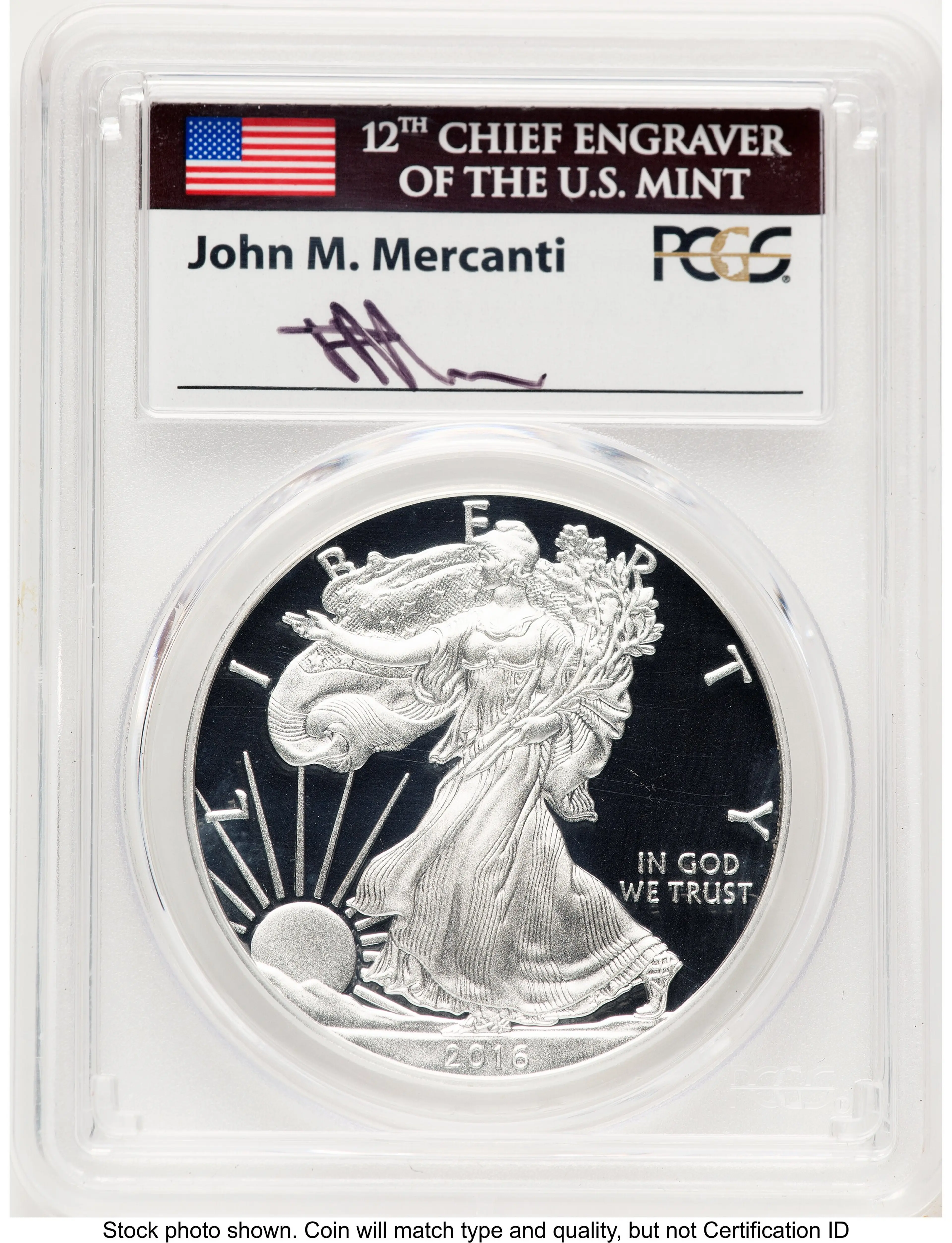 2016-W Proof Silver Eagle 1 oz FDI John Mercanti Philadelphia