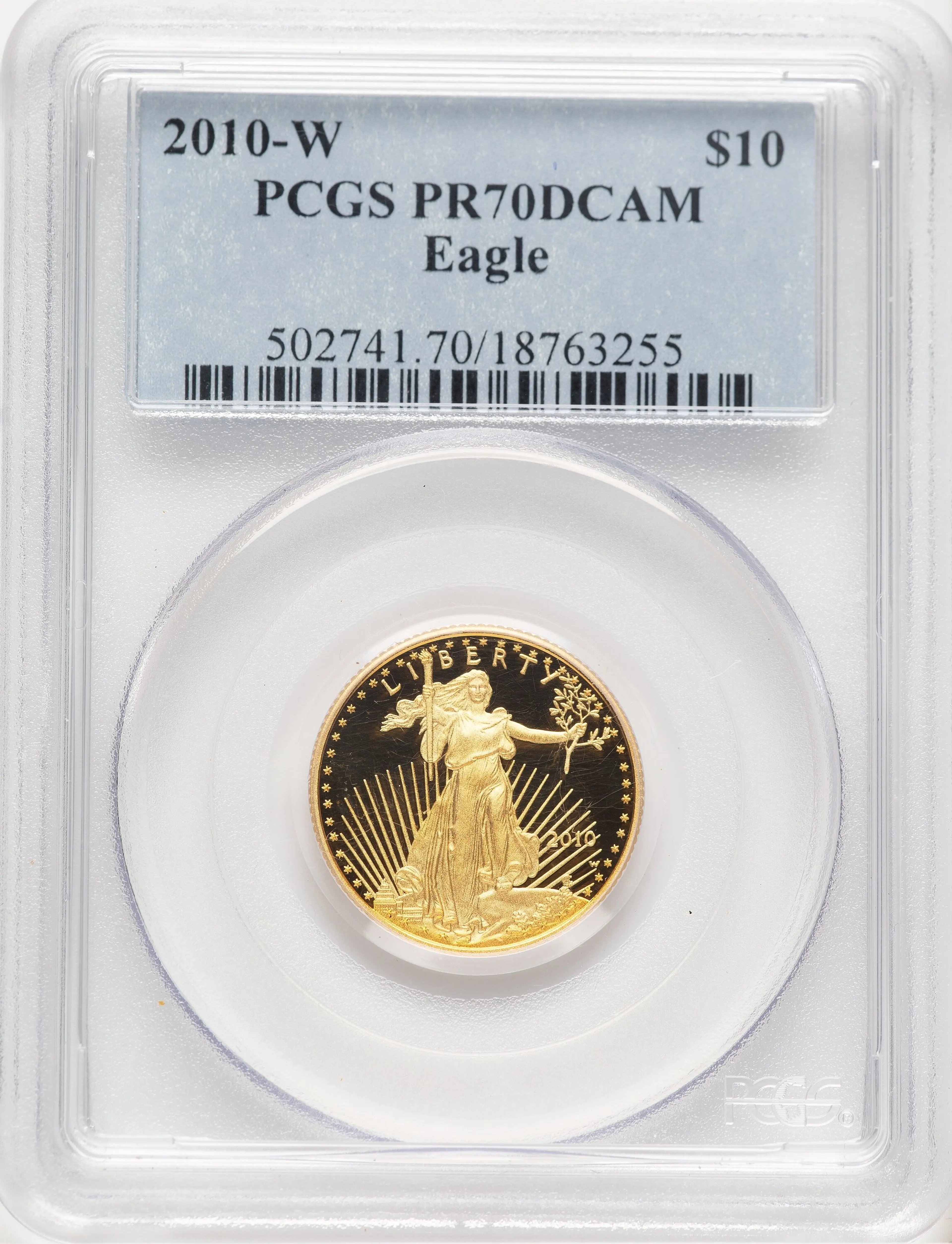 2010-W Proof Gold Eagle 1/4 oz Blue Label