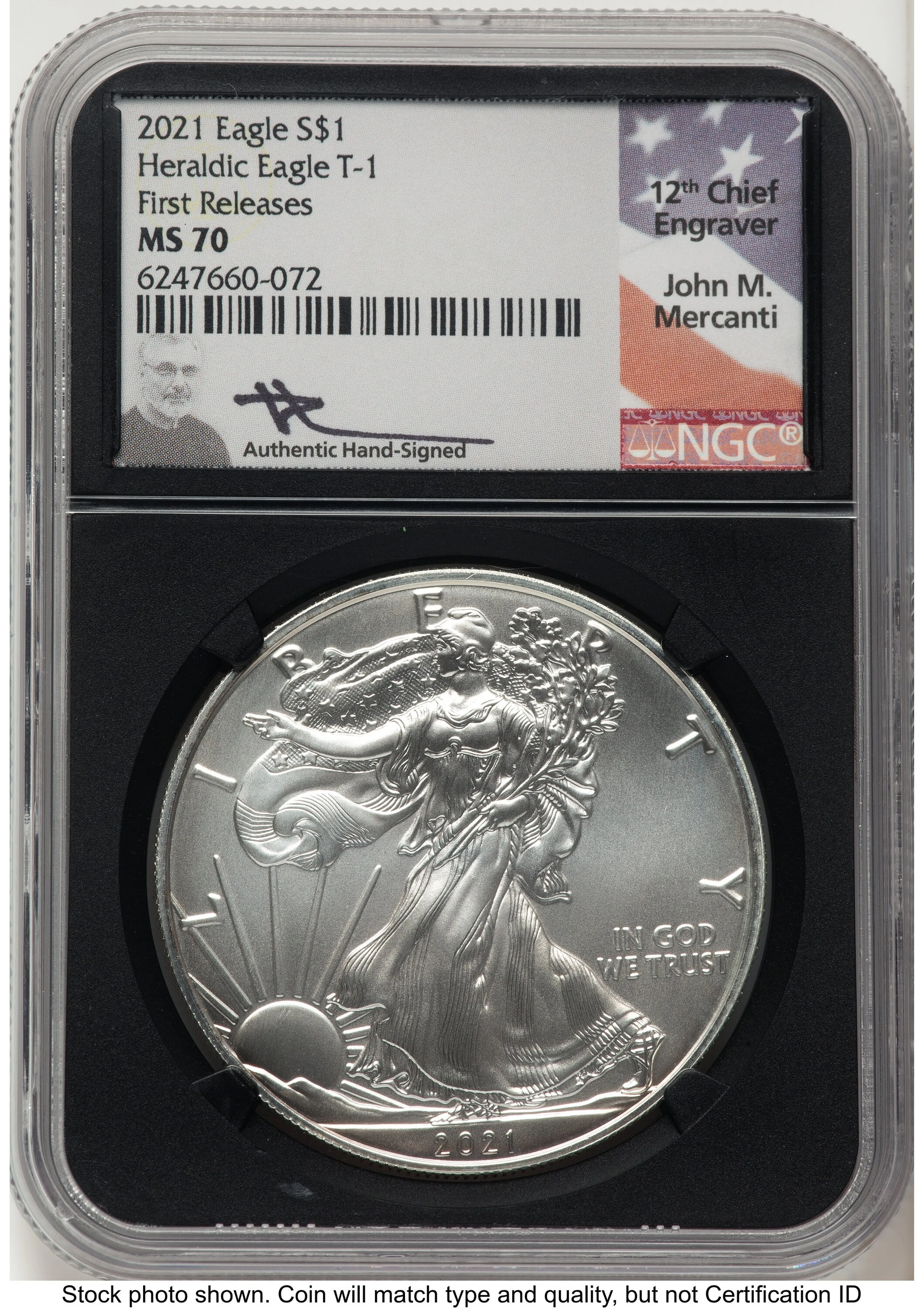 2021 Silver Eagle Type 1 FR John Mercanti Blk Core - Image 1