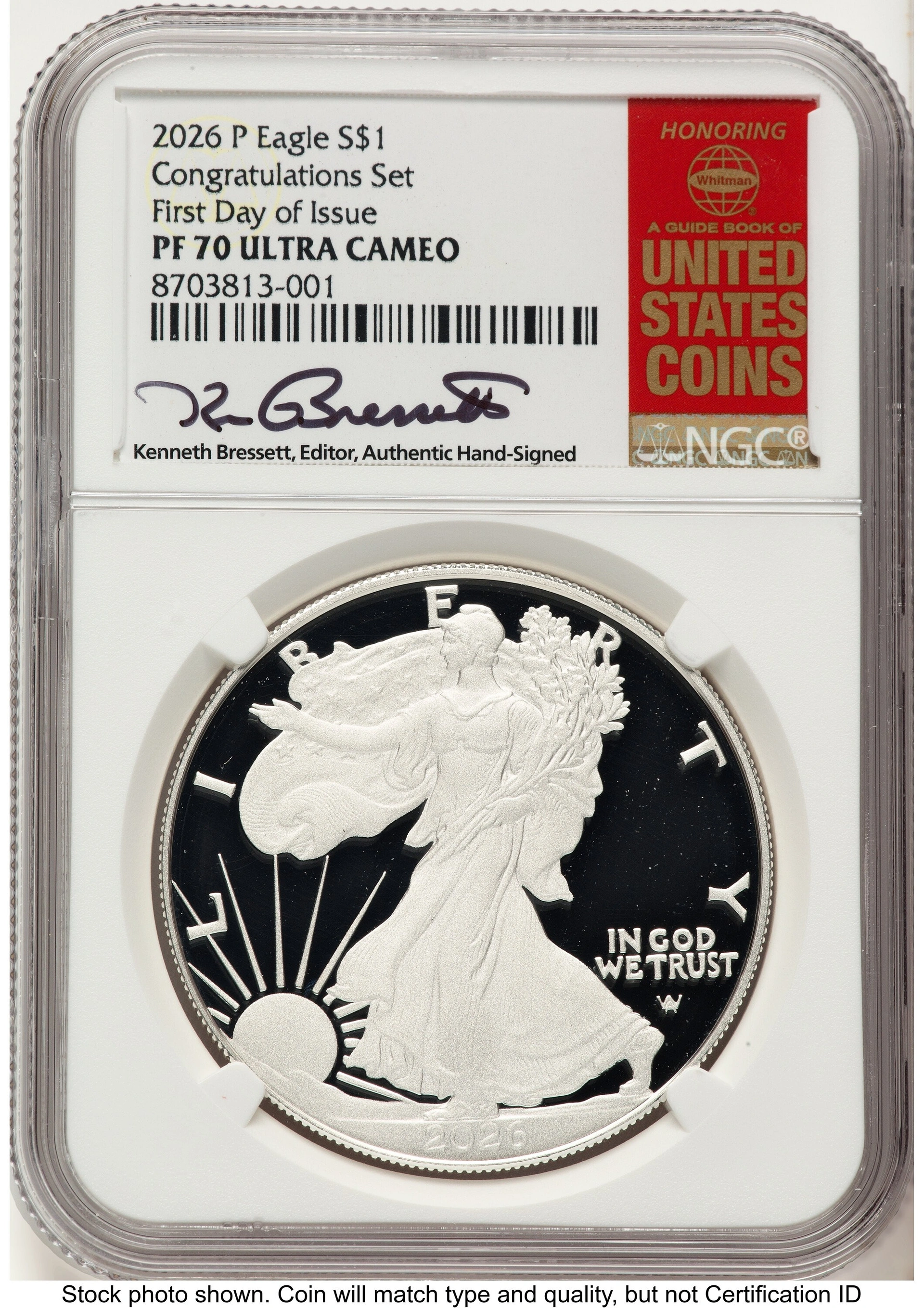 2026-P Proof Silver Eagle Congratulations Set 1 oz FDI Kenneth Bressett Red Book