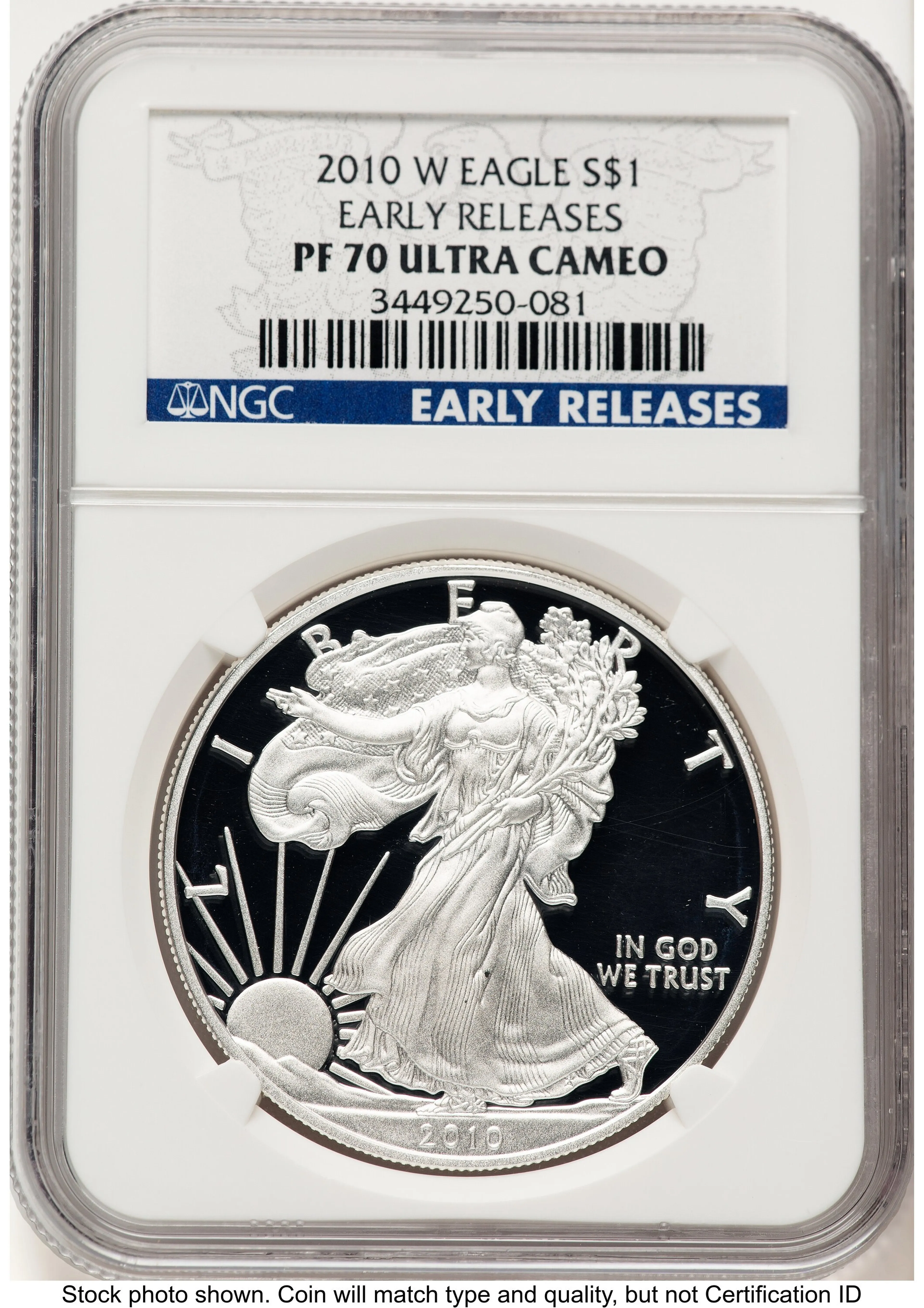 2010-W Proof Silver Eagle 1 oz ER Blue - Image 1