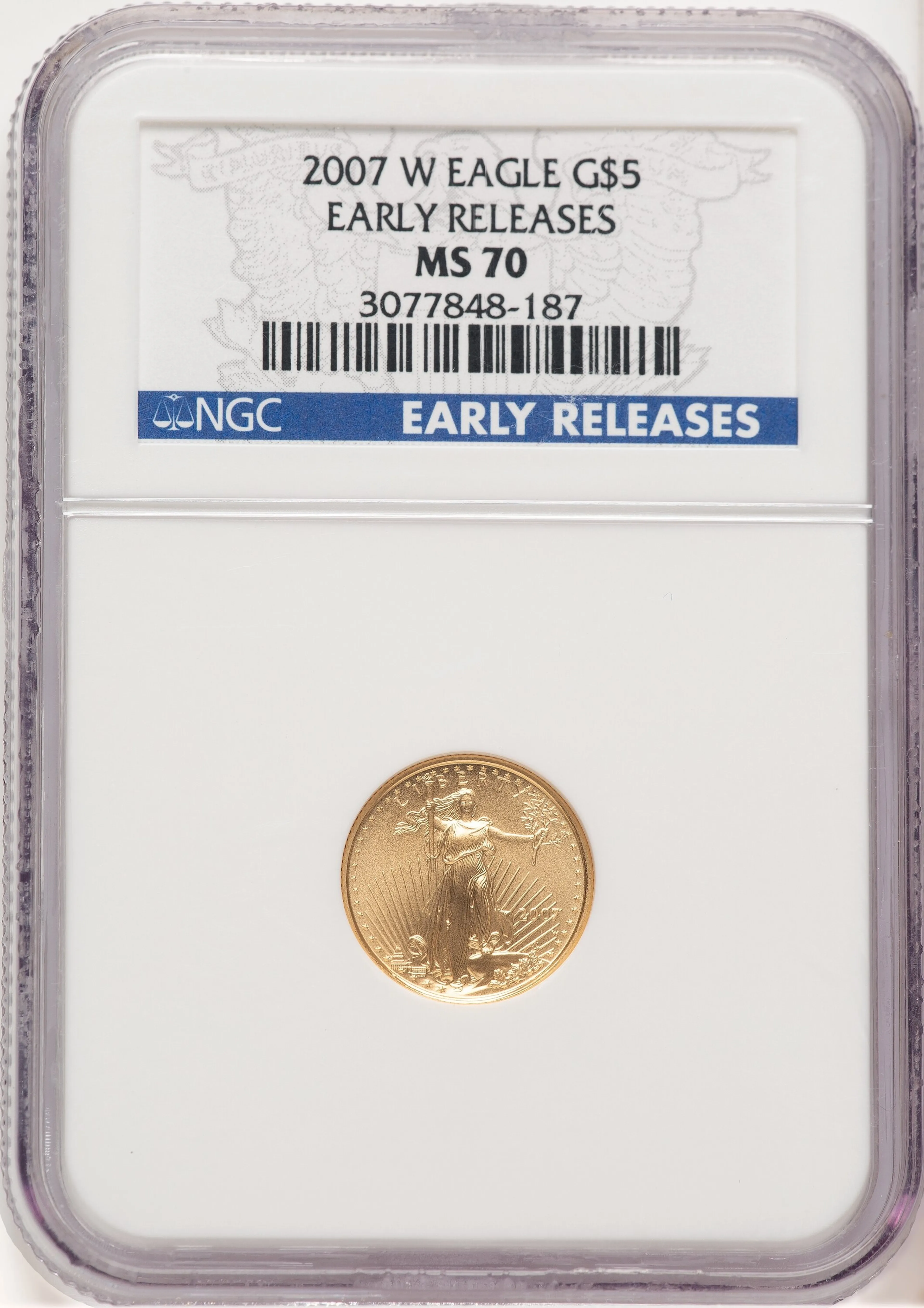 2007-W Burnished Gold Eagle 1/10 oz ER Blue - Image 1