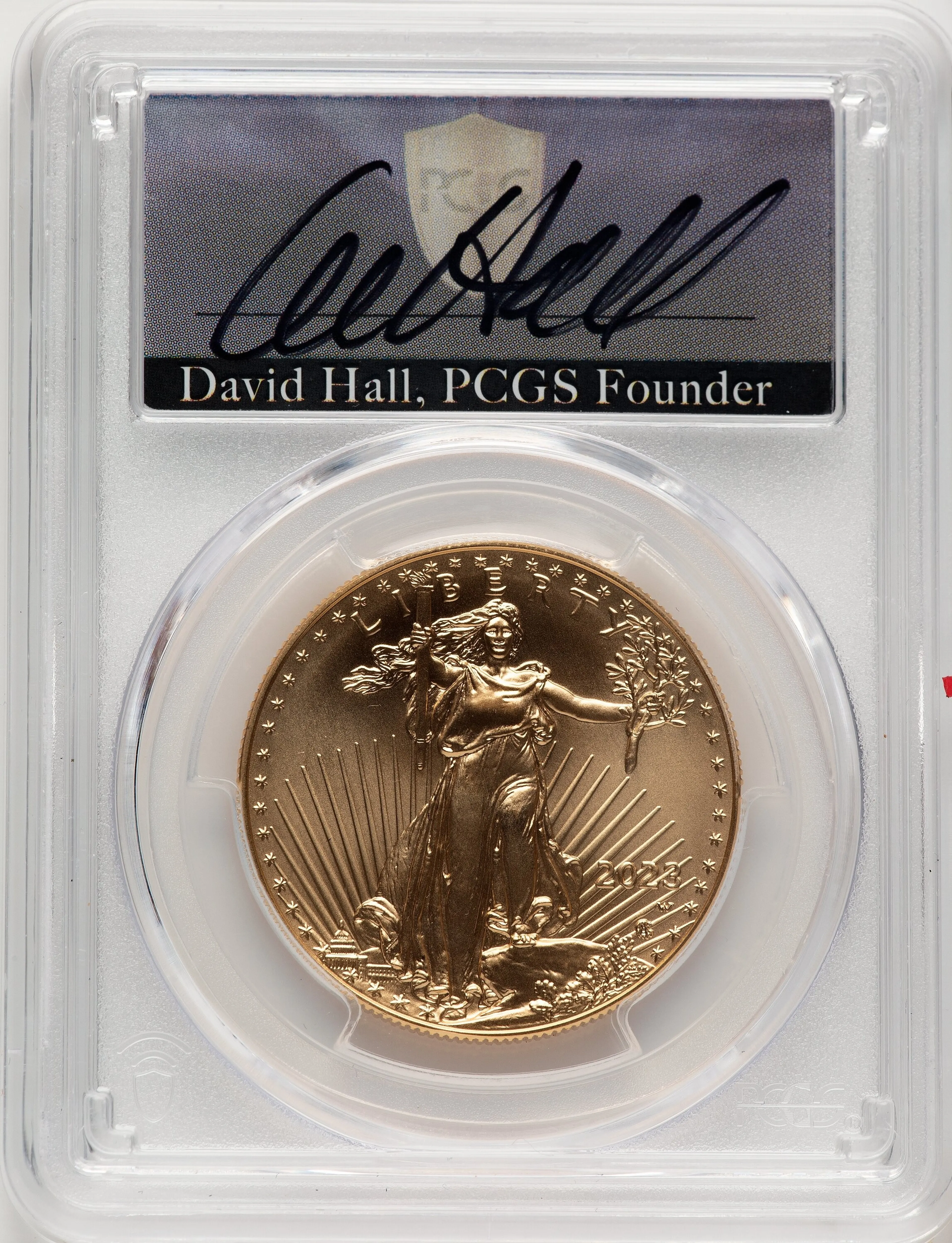 2023-W Burnished Gold Eagle 1 oz FDI David Hall - Image 1