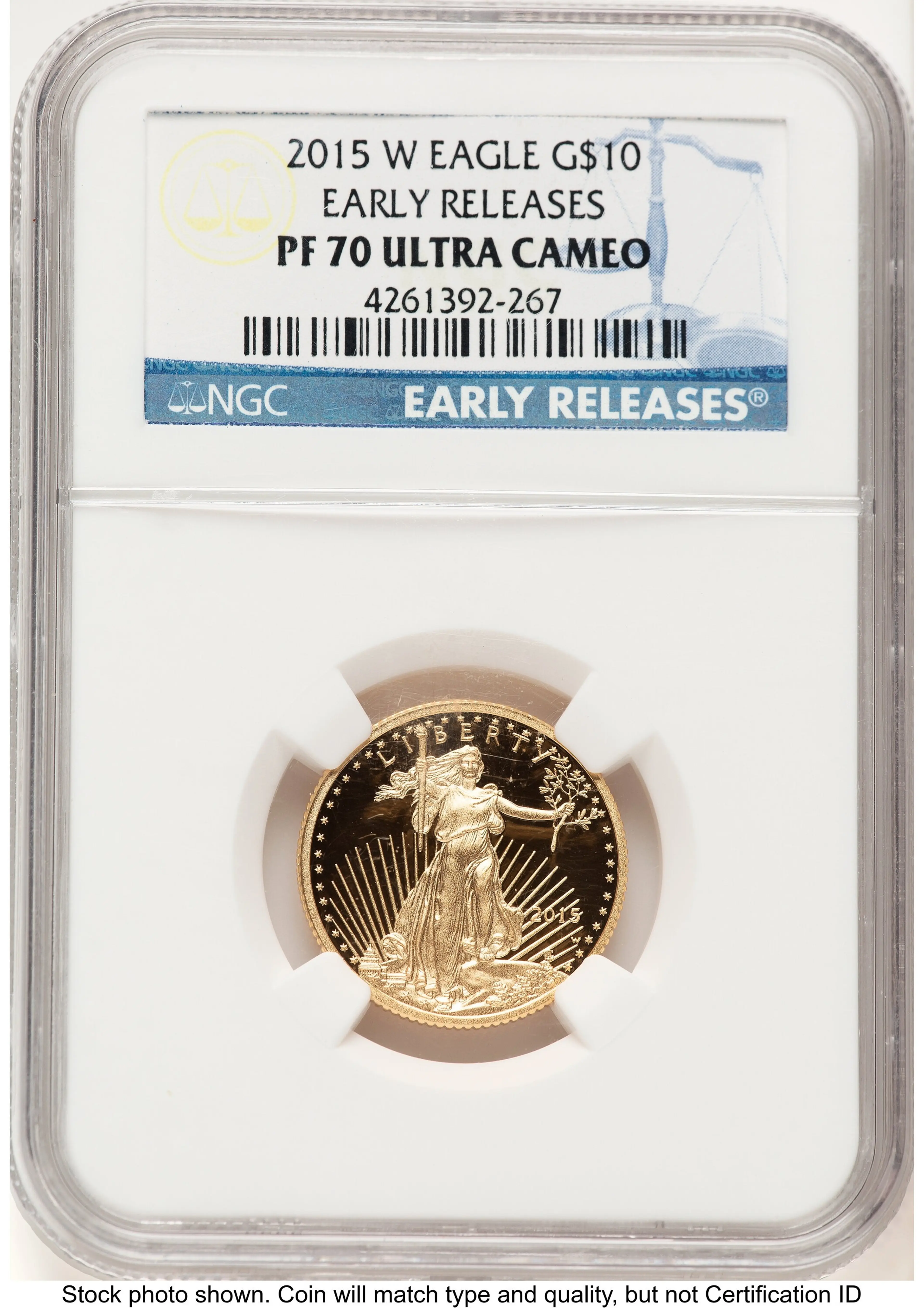 2015-W Proof Gold Eagle 1/4 oz ER Blue