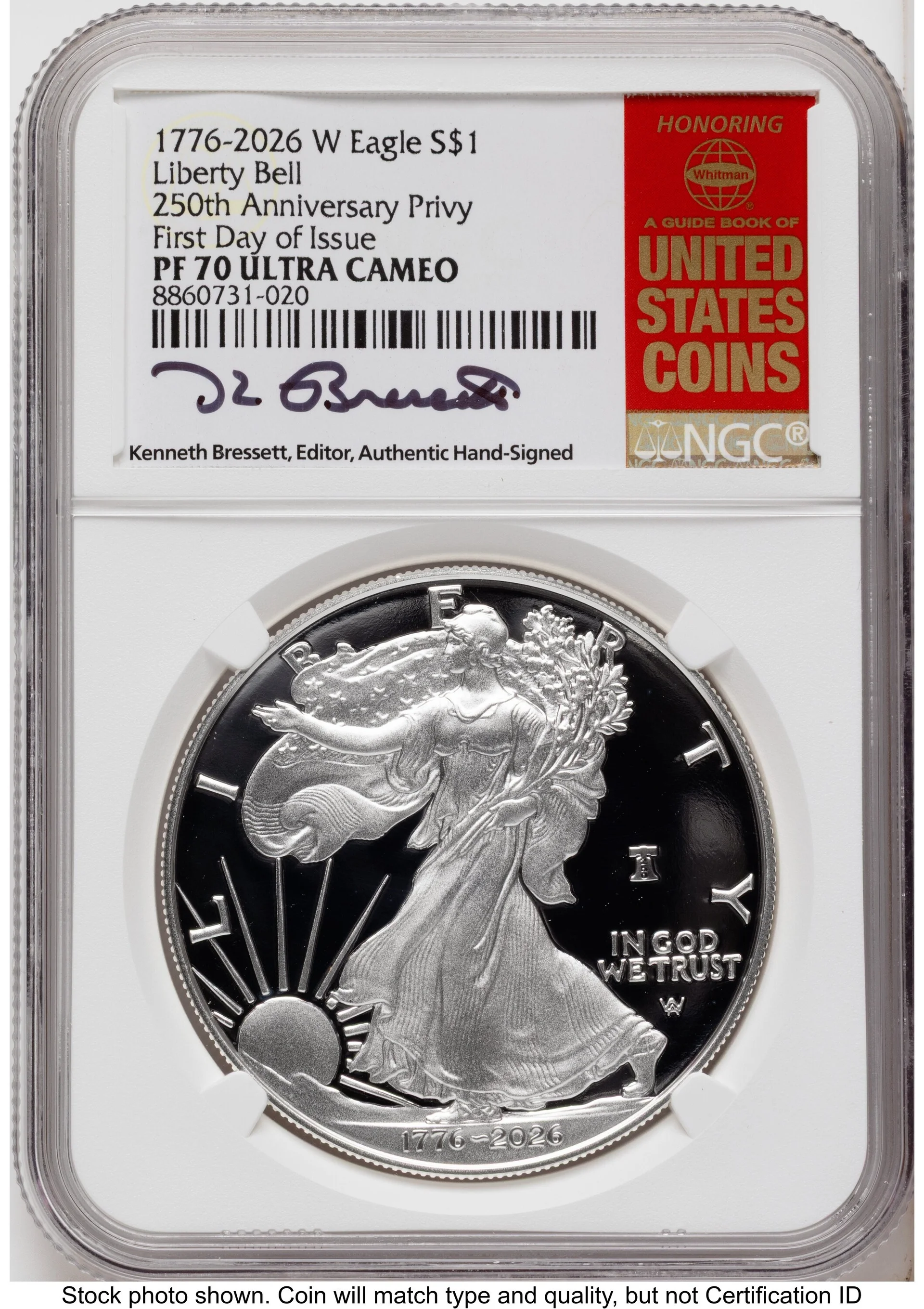 2026-W Proof Silver Eagle 1 oz FDI Kenneth Bressett Red Book - 1