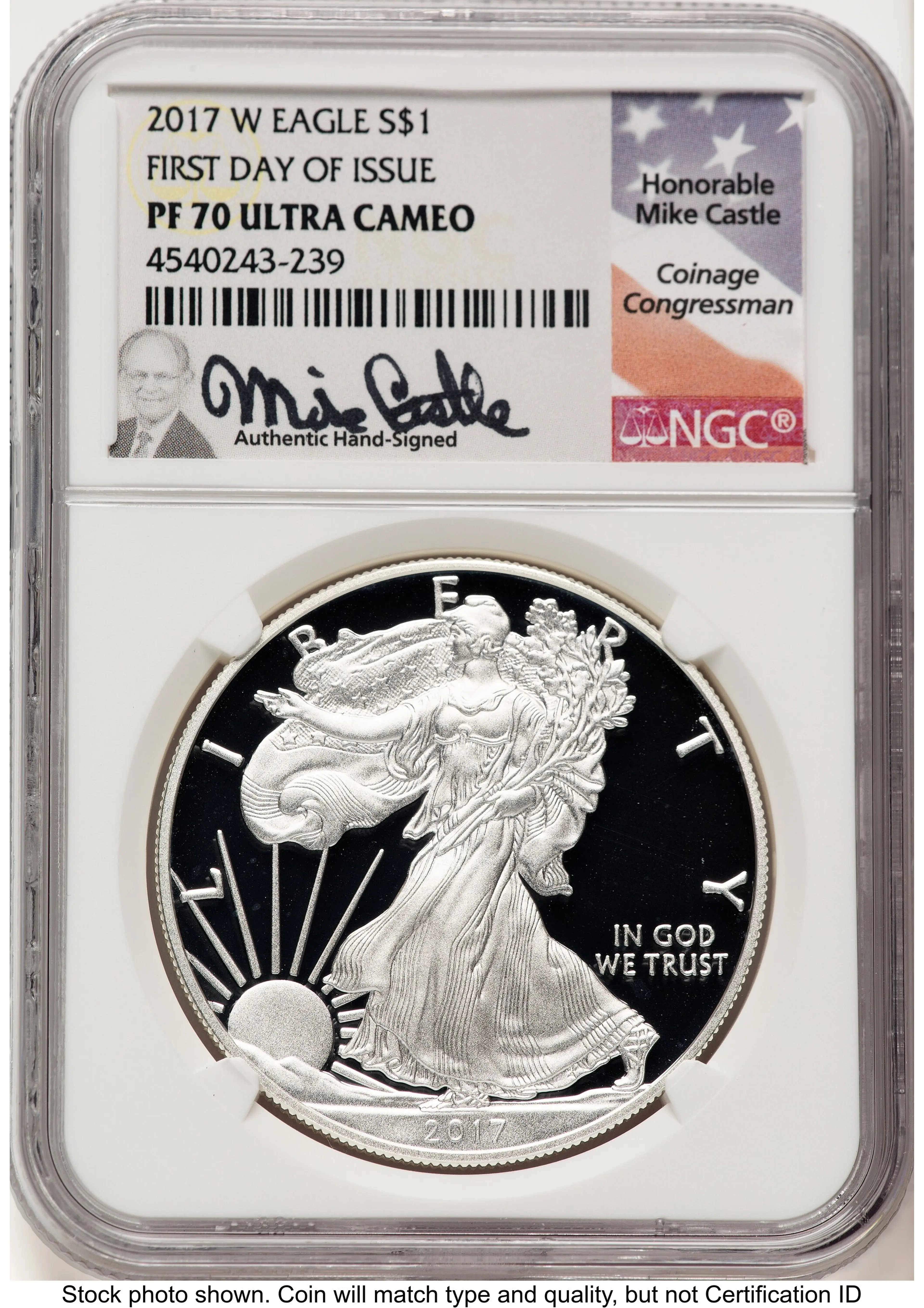 2017-W Proof Silver Eagle 1 oz FDI Mike Castle