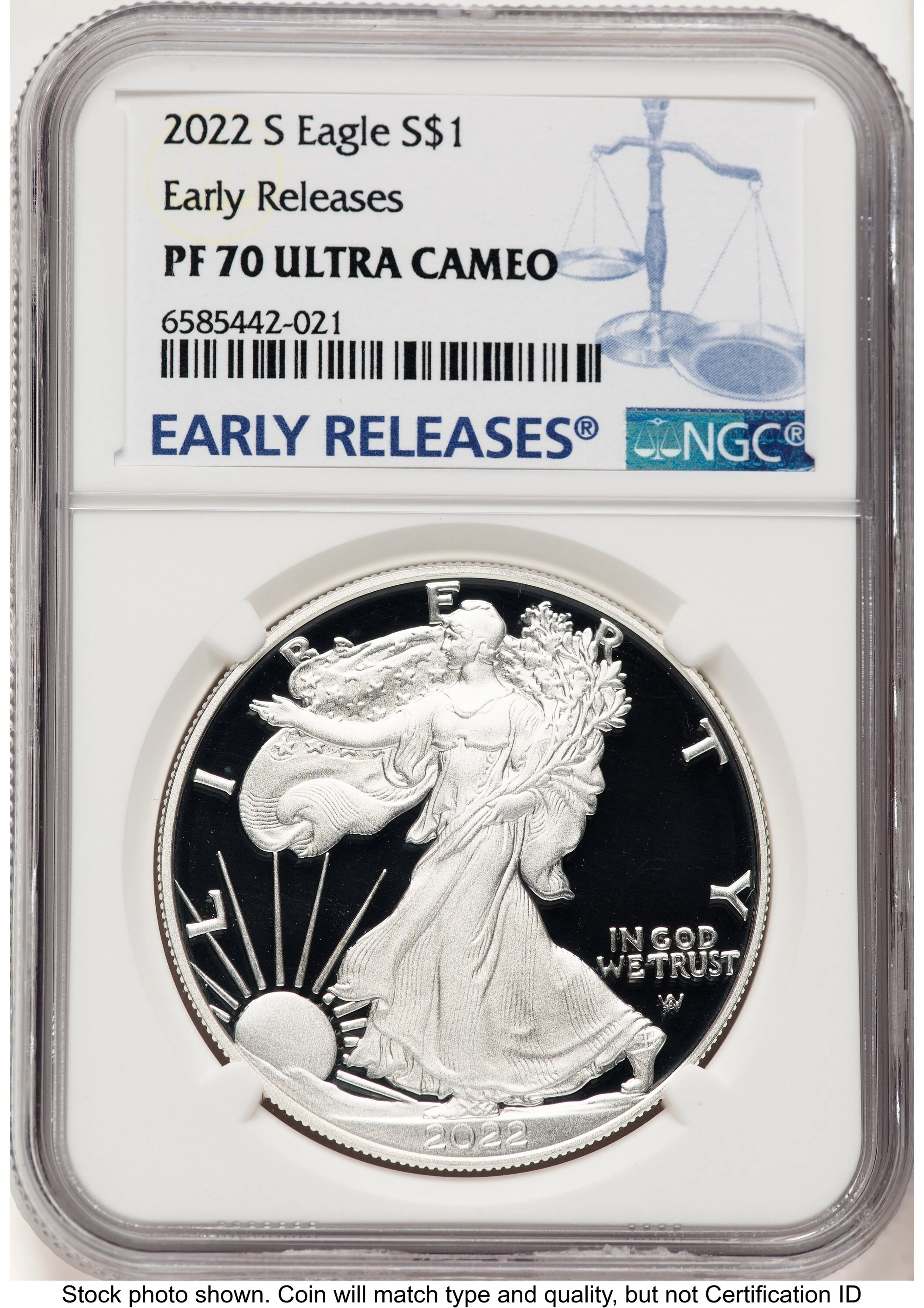 2022-S Proof Silver Eagle 1 oz ER Blue