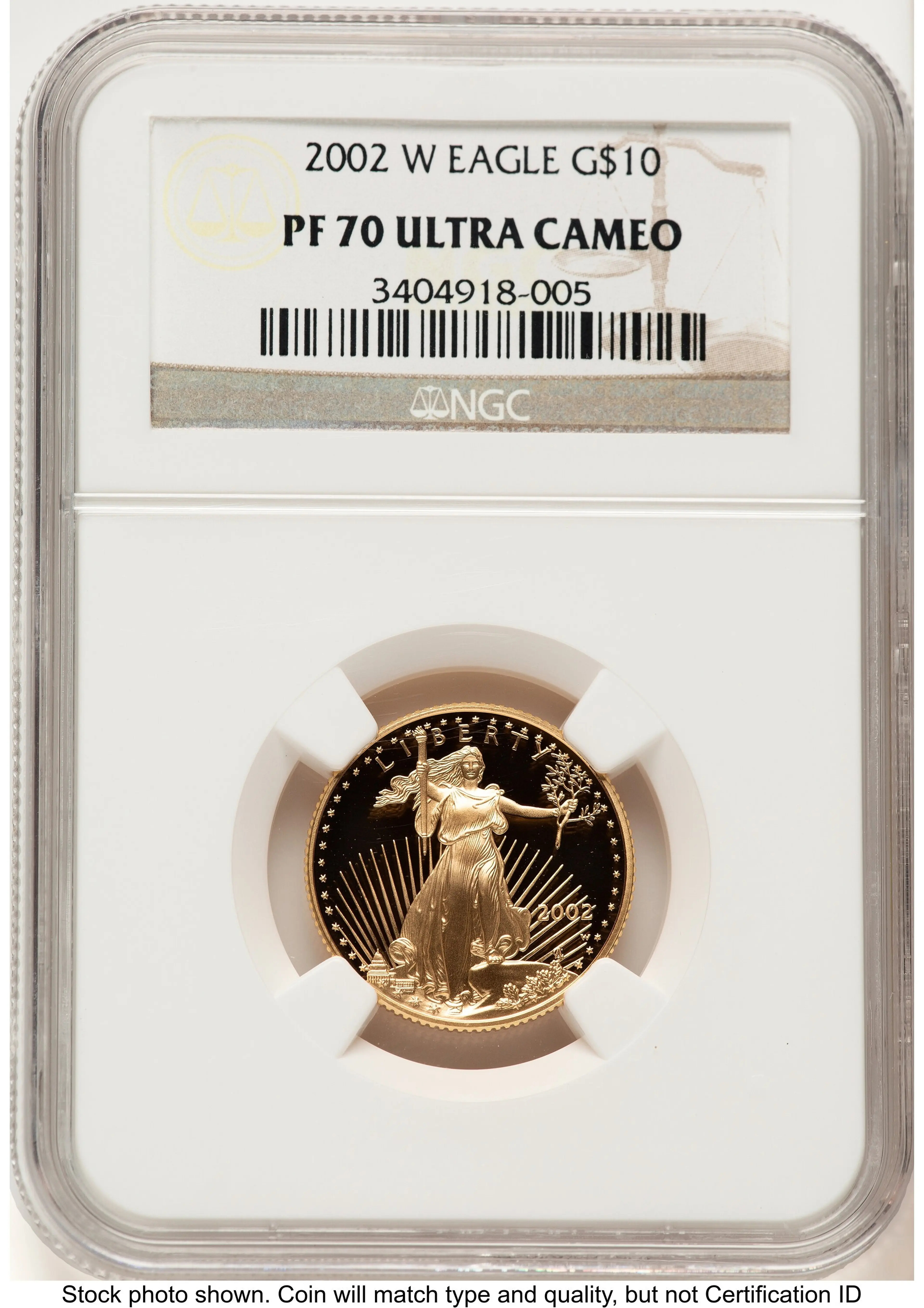 2002-W Proof Gold Eagle 1/4 oz Brown Label