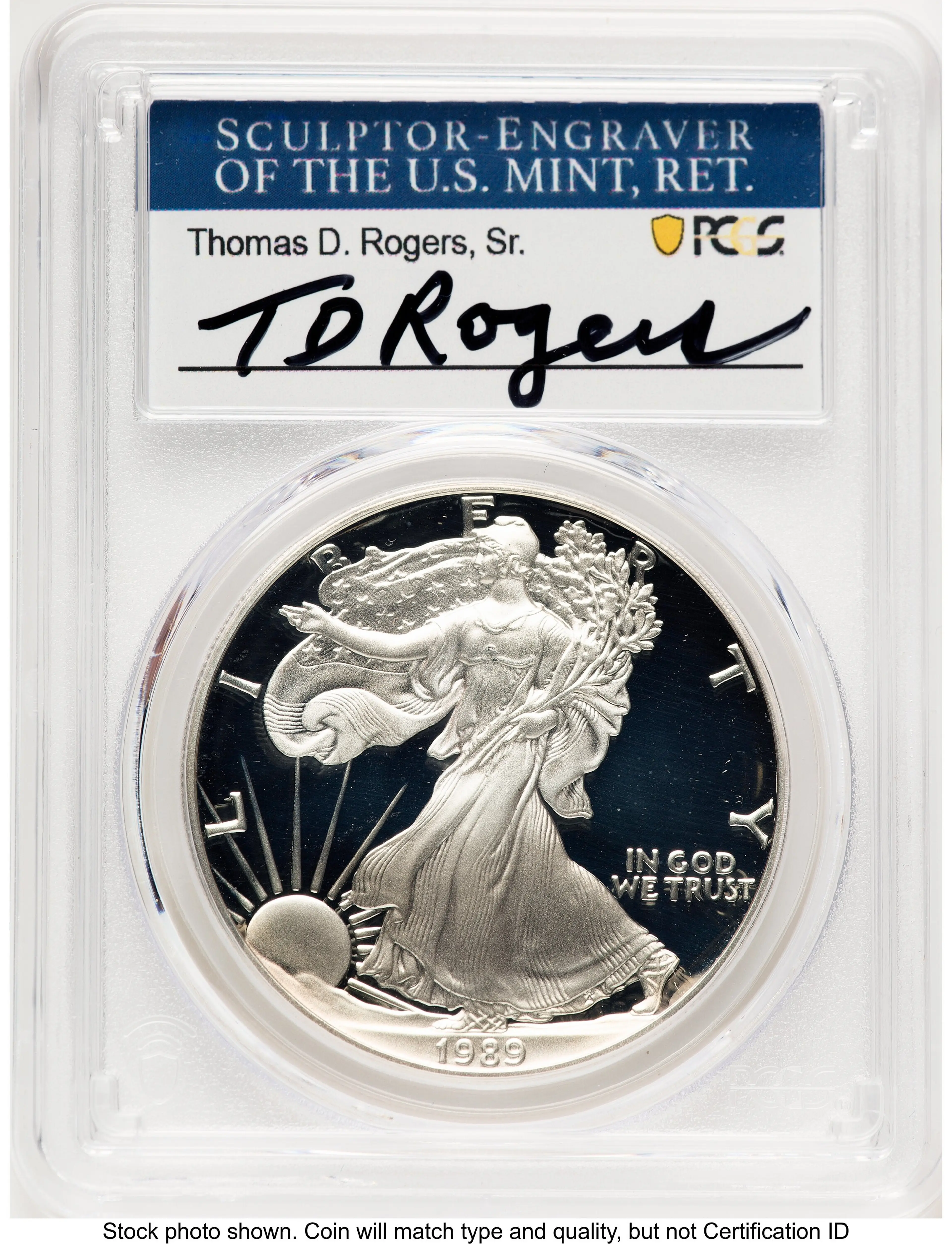 1989-S Proof Silver Eagle 1 oz TD Rogers