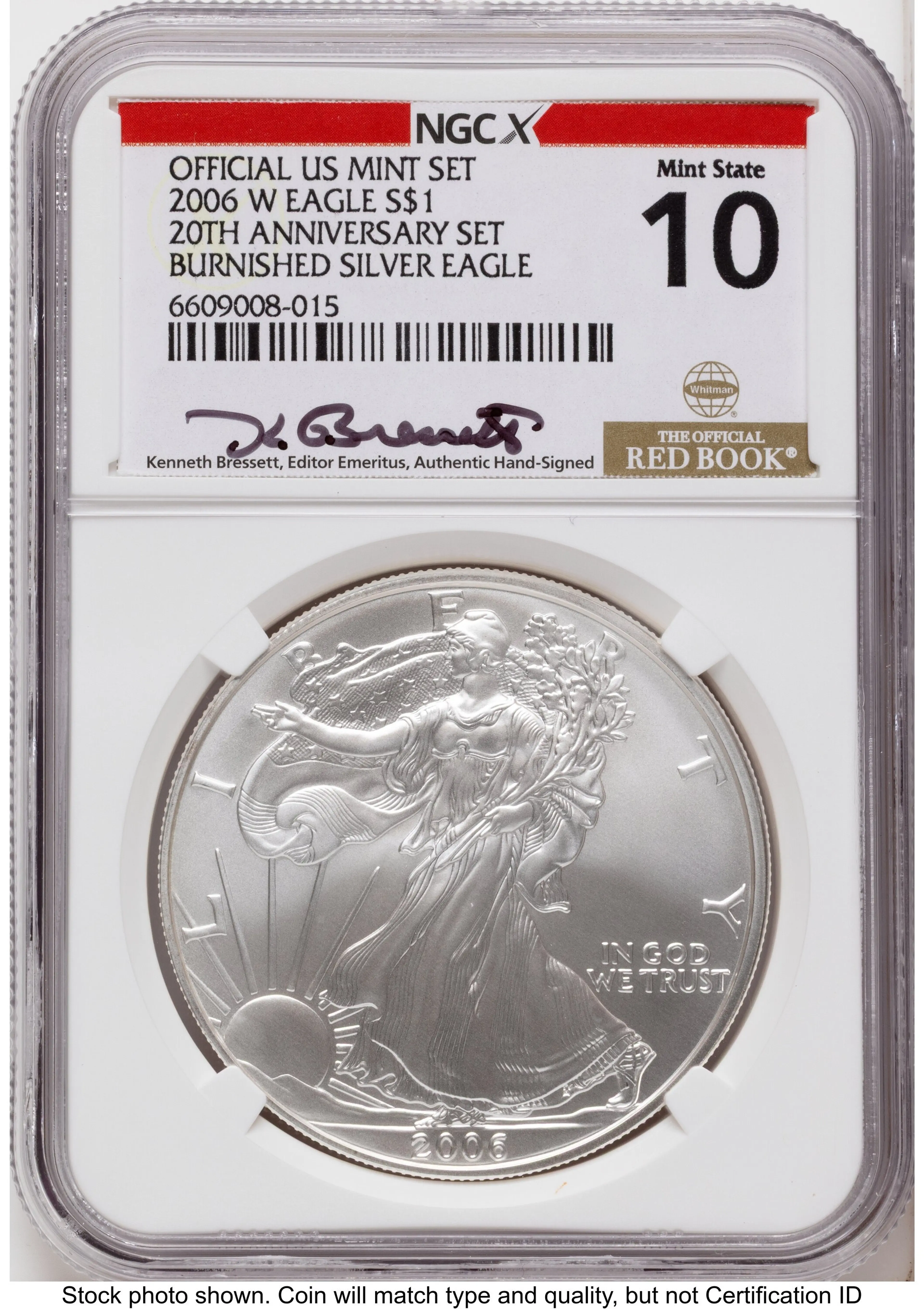 2006 3 Coin 20th Anniversary Silver Eagle Set Kenneth Bressett Red Book X-Label 20th Anniversary Set