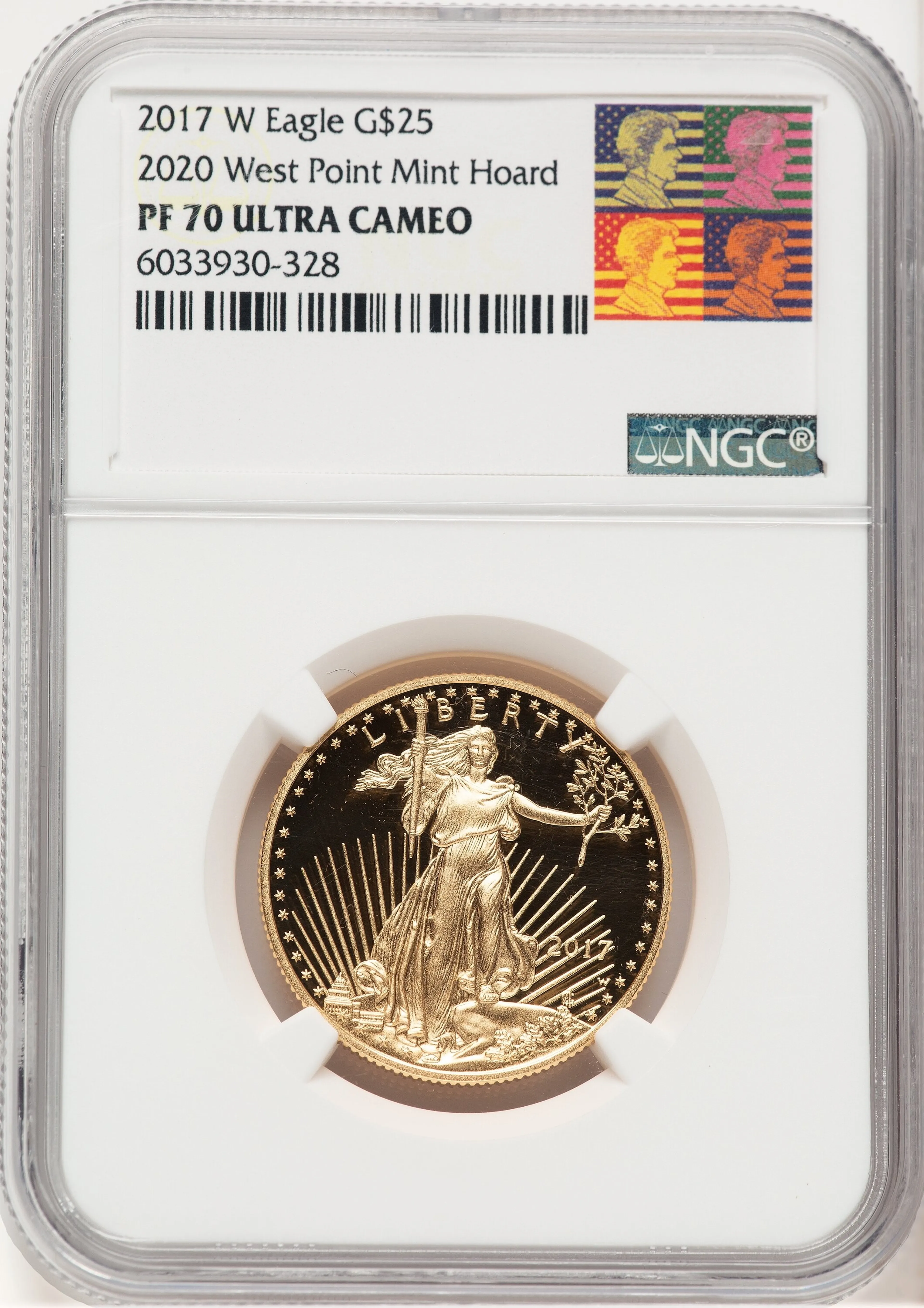 2017-W Proof Gold Eagle 1/2 oz 2020 West Point Mint Hoard Reagan Bust Art - Image 1