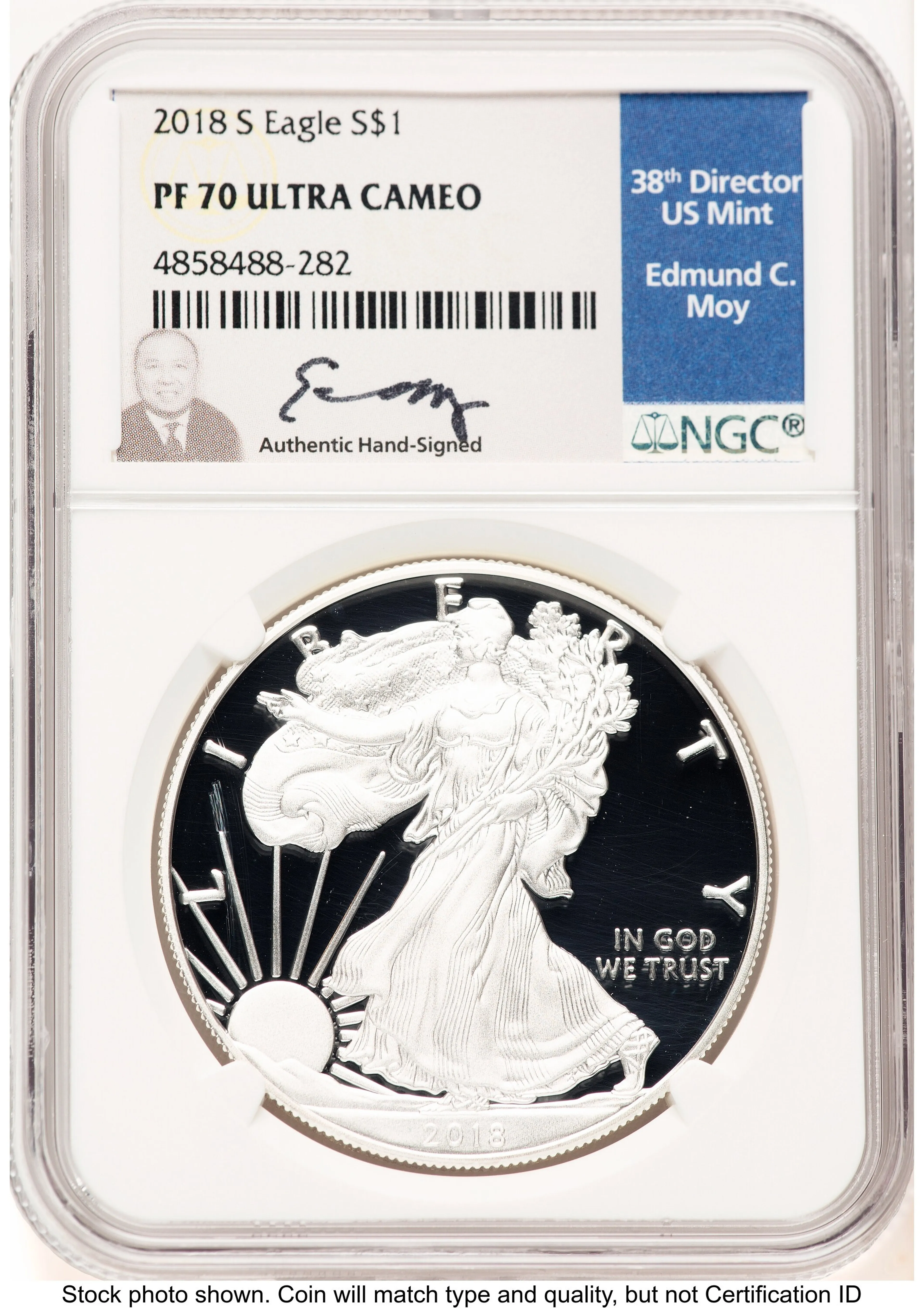 2018-S Proof Silver Eagle 1 oz Ed Moy - Image 1