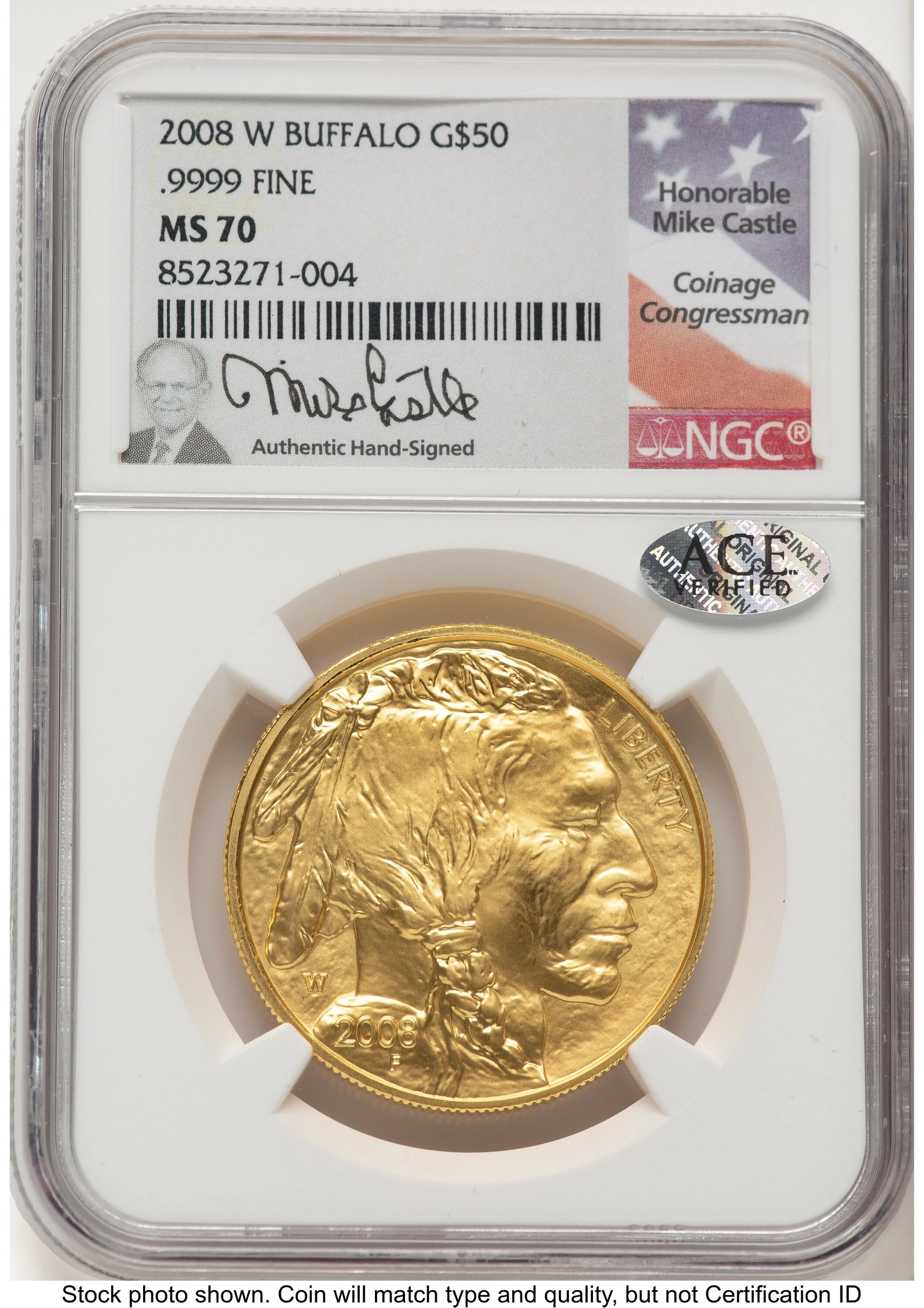 2008-W Burnished Gold Buffalo 1 oz Mike Castle
