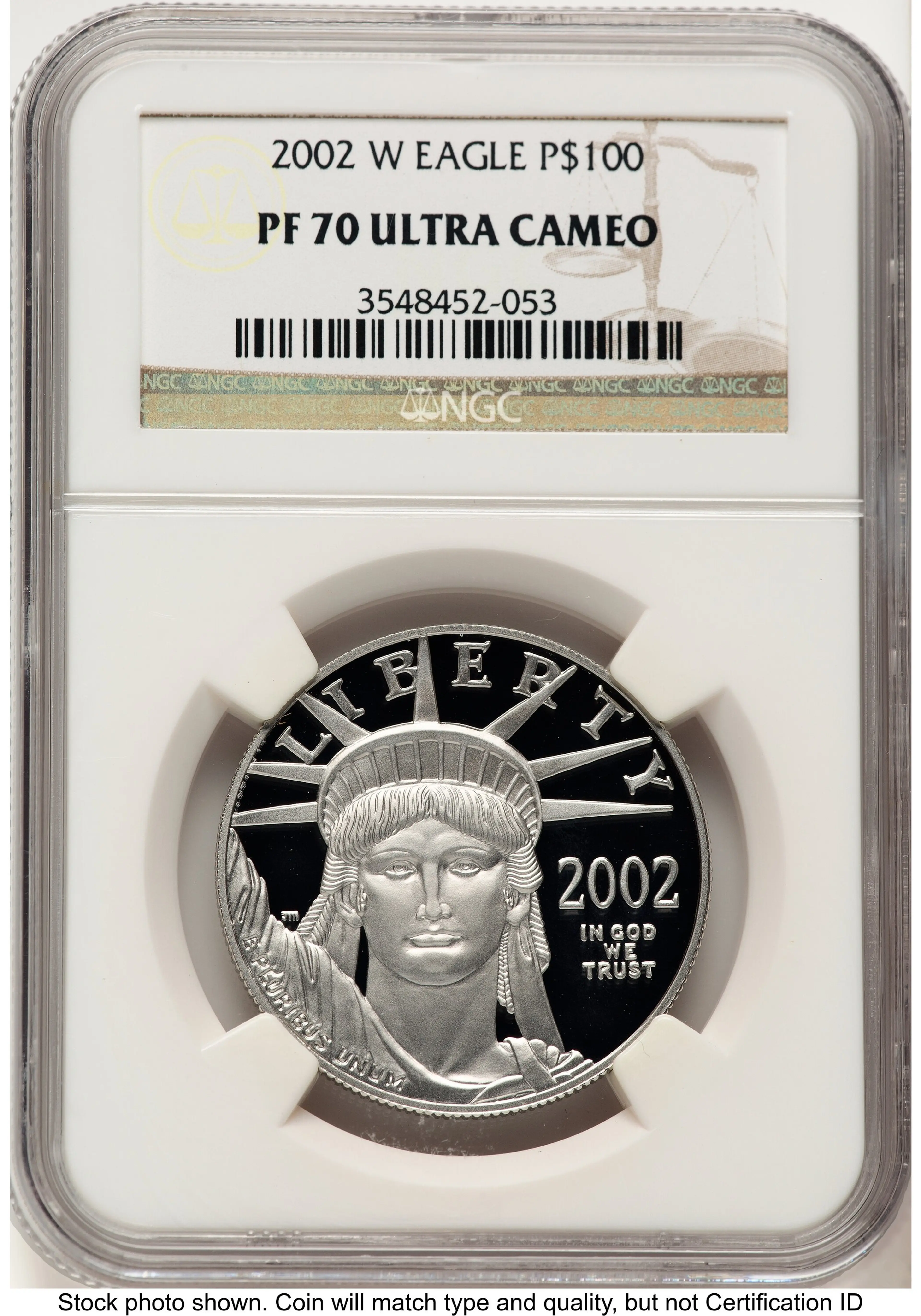 2002-W Proof Platinum Eagle 1 oz Brown Label