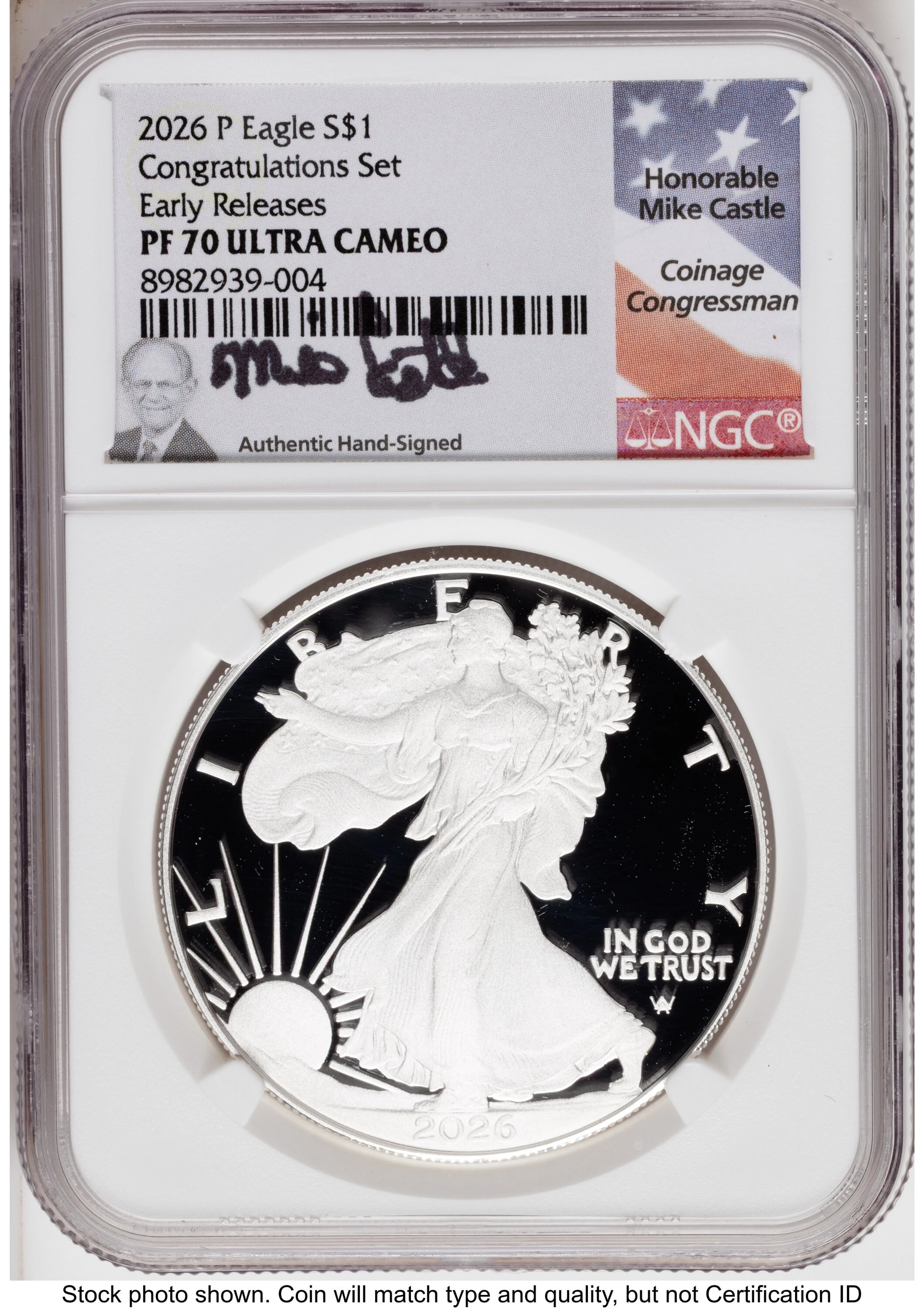 2026-P Proof Silver Eagle Congratulations Set 1 oz ER Mike Castle - Image 1